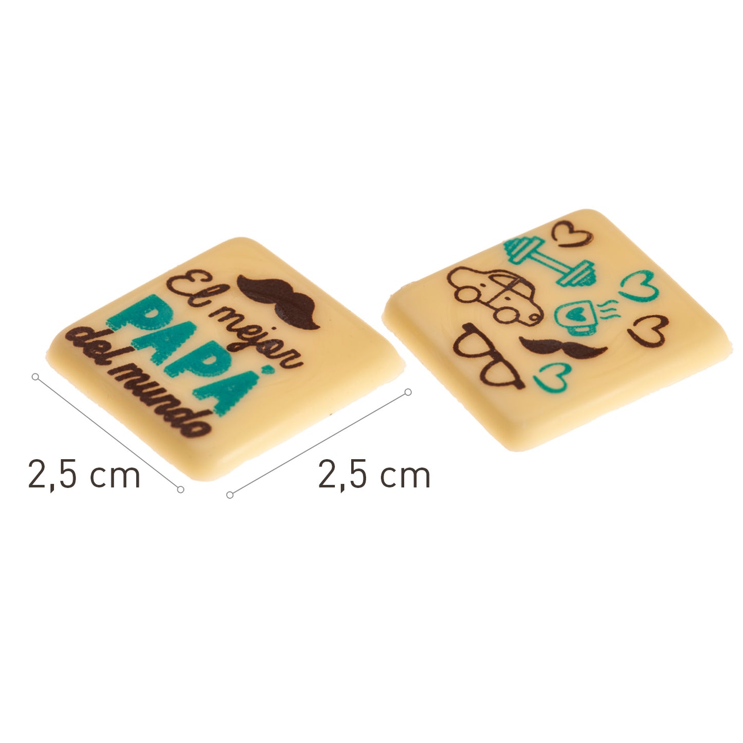 SURTIDO PADRE PLACA CUADRADA CHOCOLATE BLANCO 25X25MM