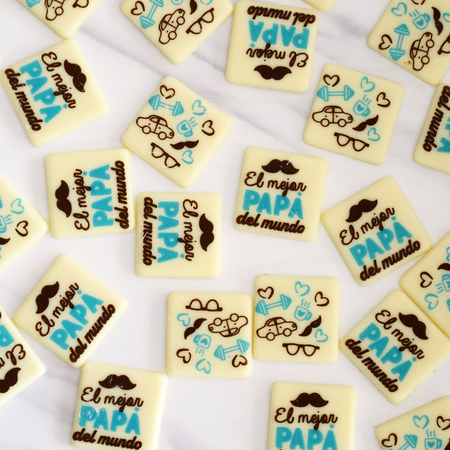 SURTIDO PADRE PLACA CUADRADA CHOCOLATE BLANCO 25X25MM