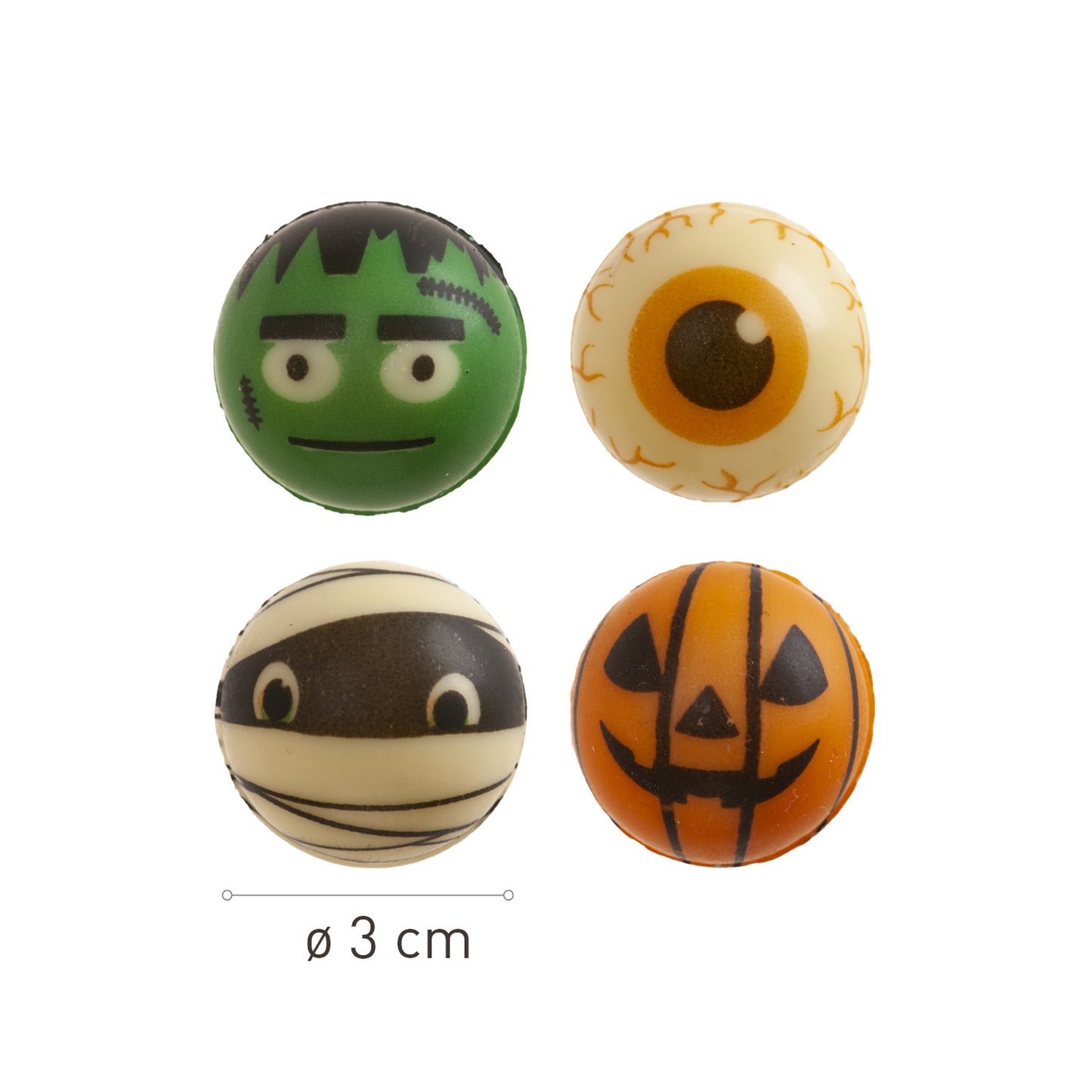 DÉCORATION CHOCOLAT BLANC ASSORTI BOULES HALLOWEEN 56 UNITÉS
