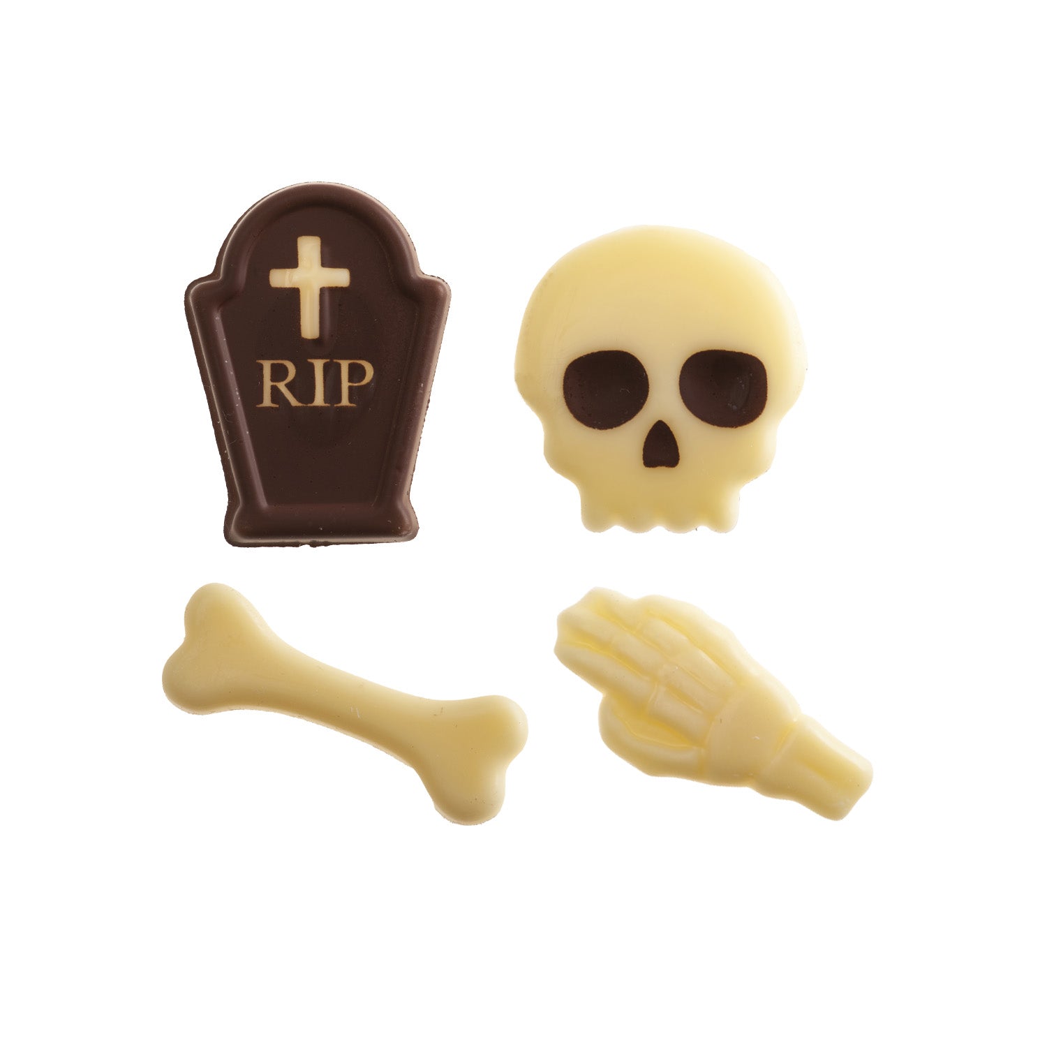 SURTIDO HALLOWEEN CALAVERA Y HUESOS CHOCO BLANCO 35MM APROX