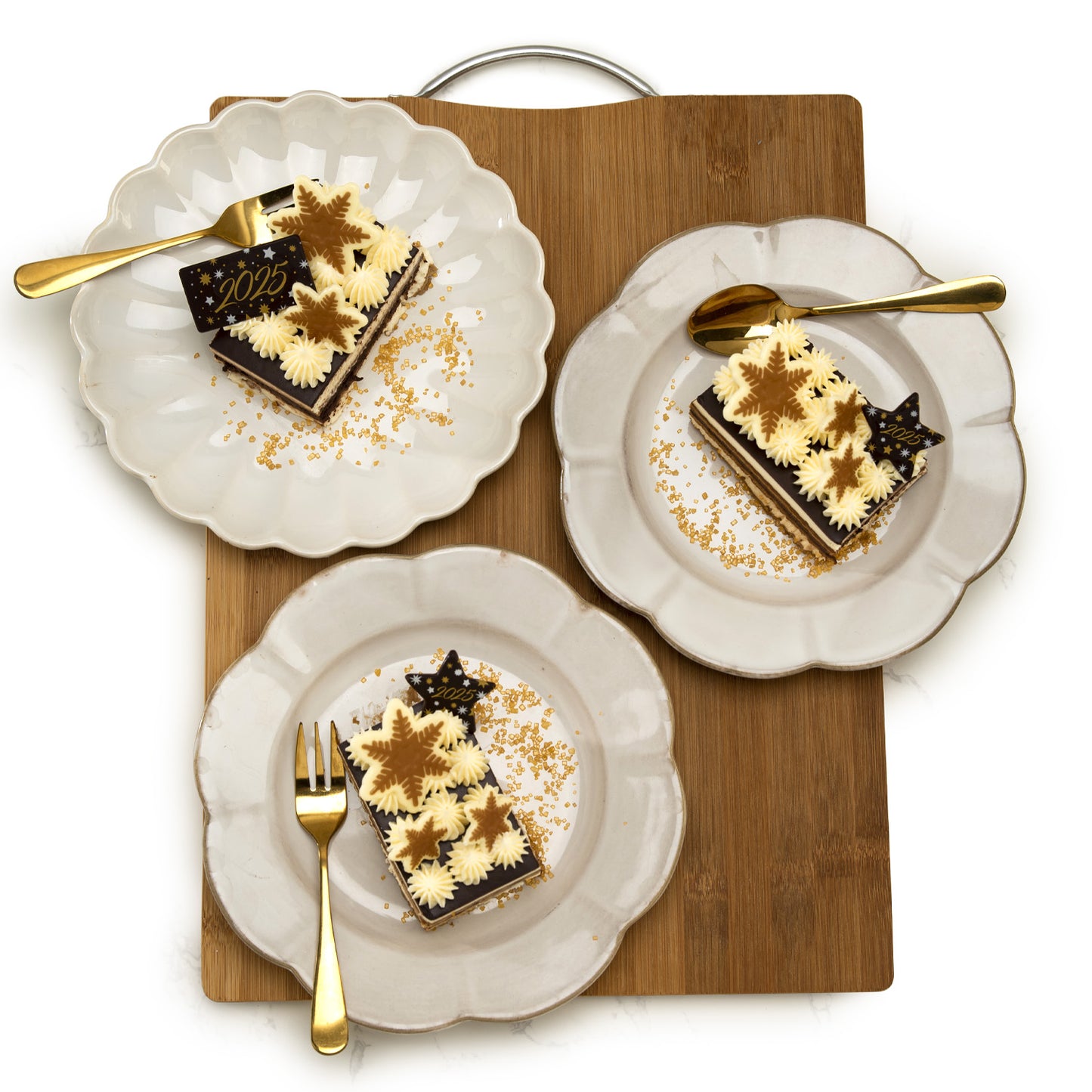 DECORACION CHOCO BLANCO COPOS DE NIEVE 6 MOD 48UDS