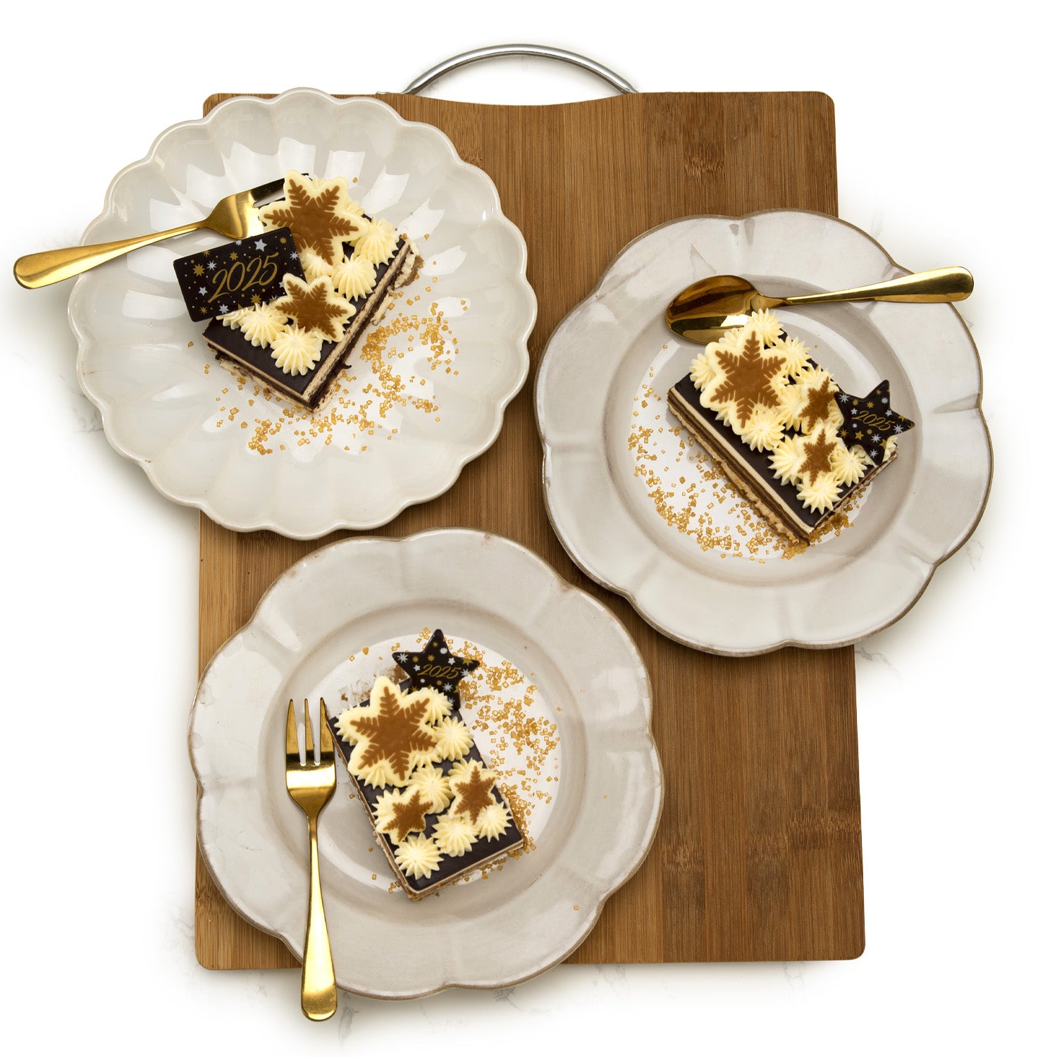 DECORACION CHOCO BLANCO COPOS DE NIEVE 6 MOD 48UDS