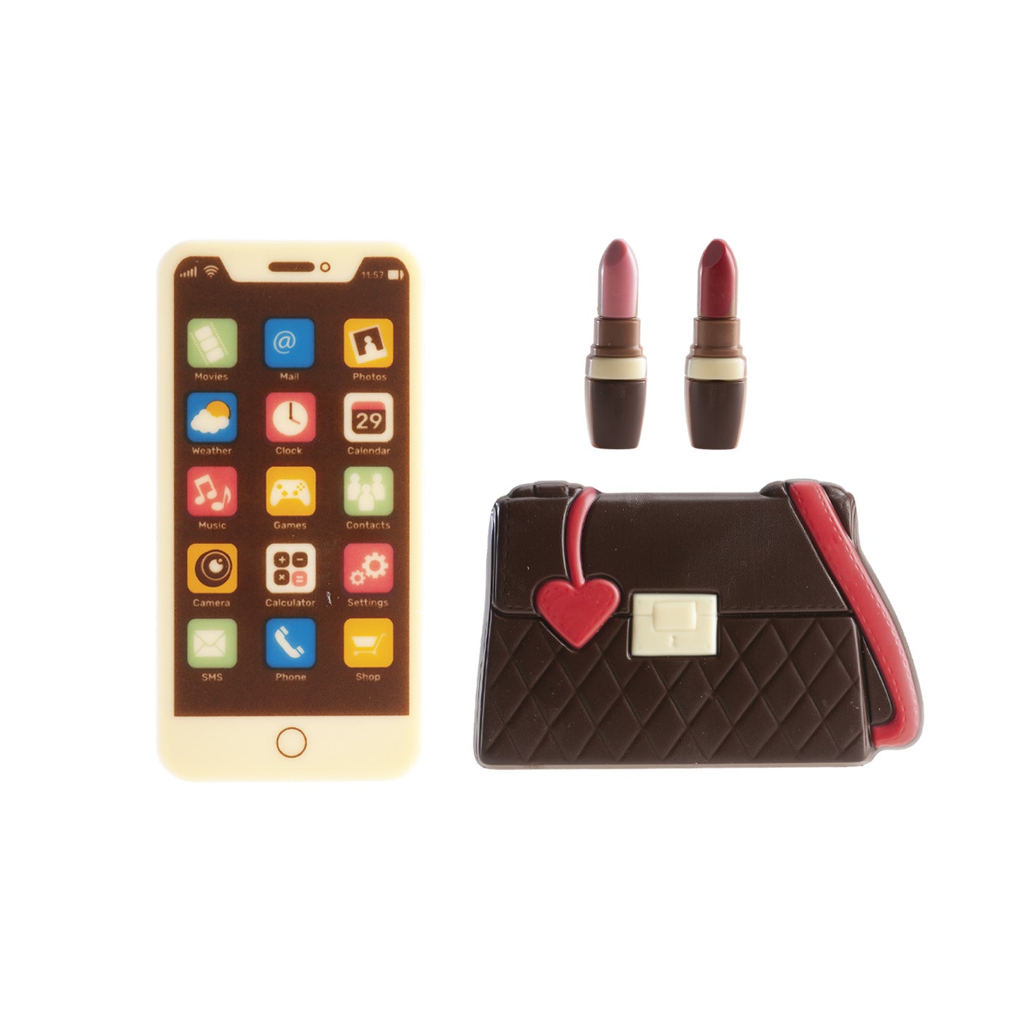 BORSA PER DECORAZIONI IN CIOCCOLATO E KIT TRUCCO 4 PZ