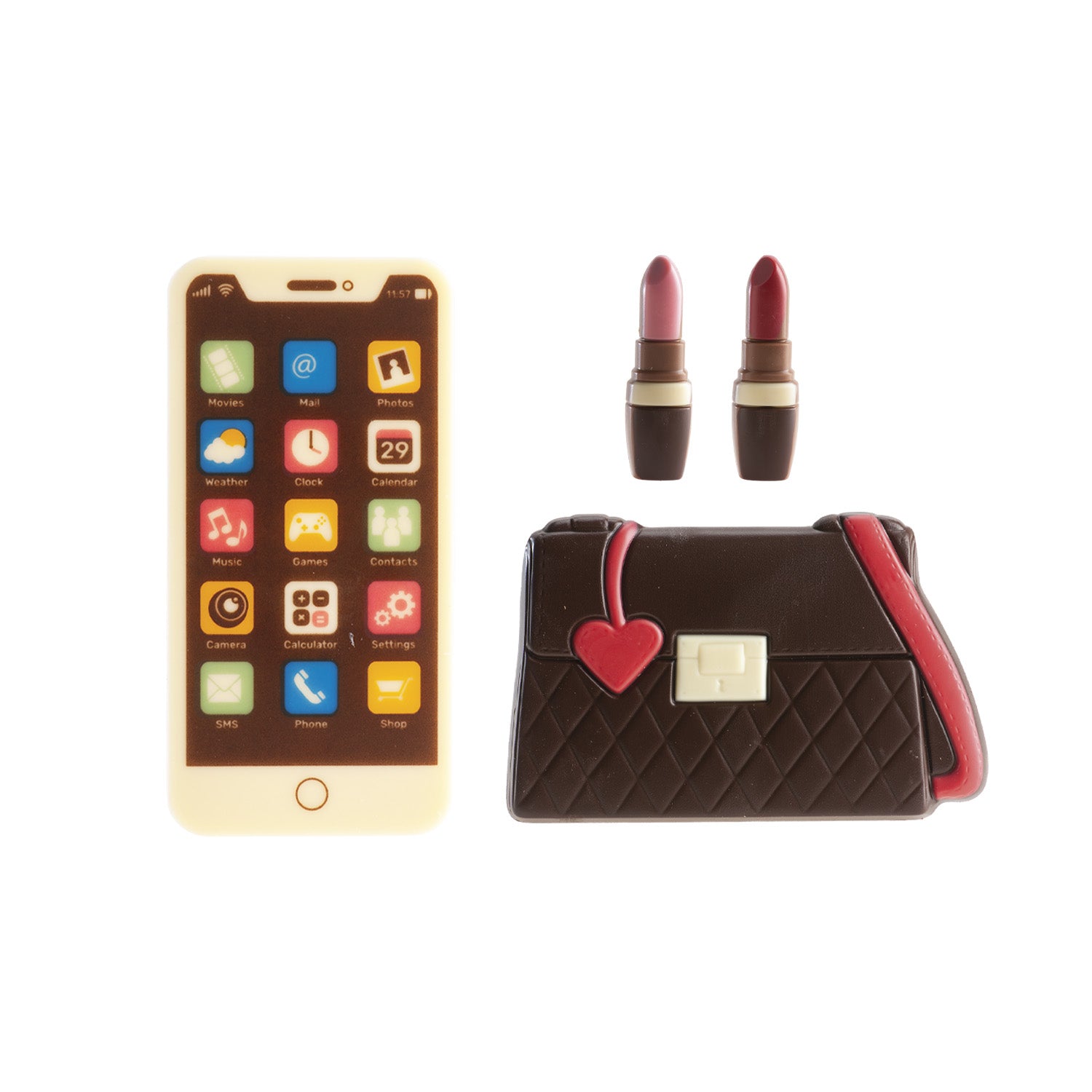 BORSA PER DECORAZIONI IN CIOCCOLATO E KIT TRUCCO 4 PZ