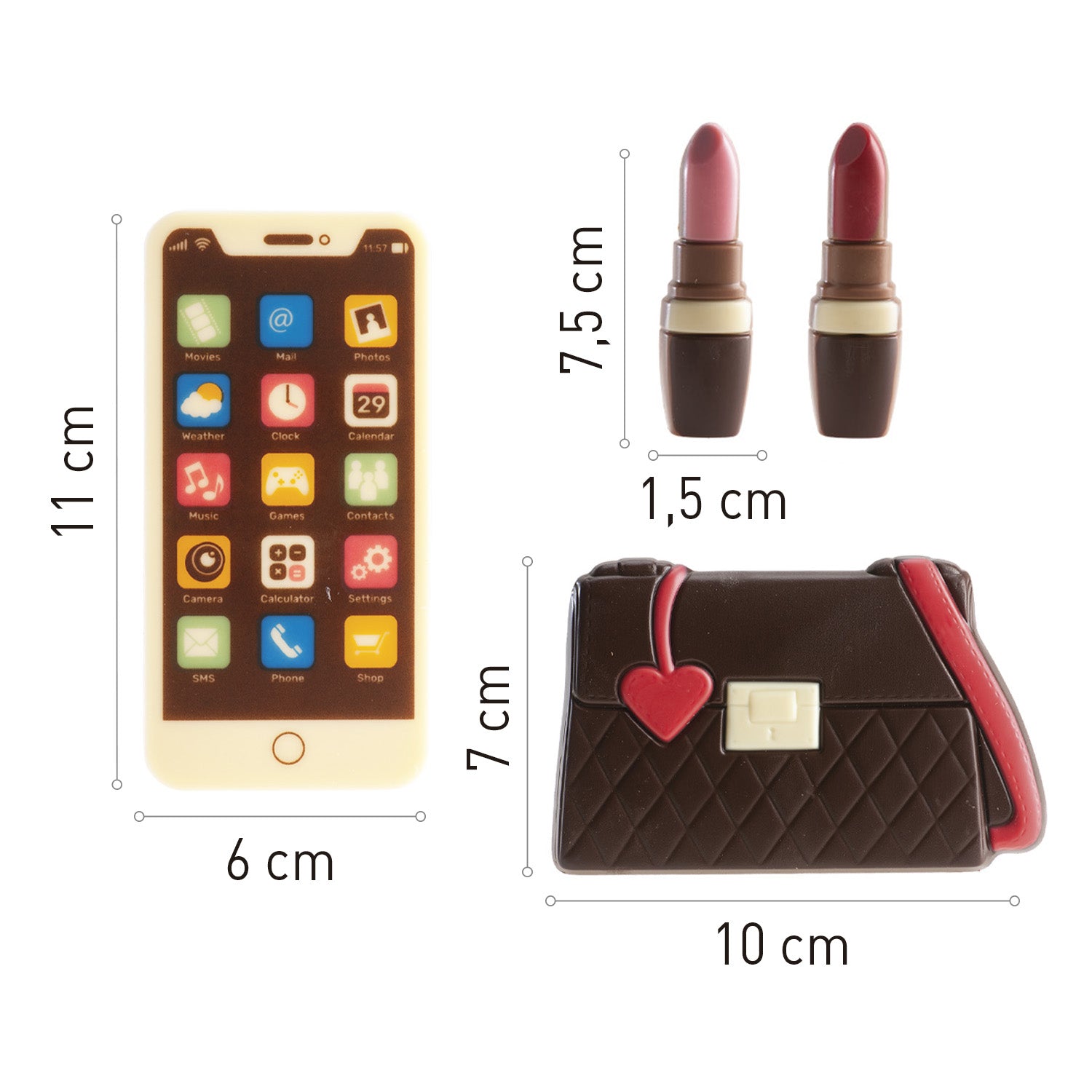 BORSA PER DECORAZIONI IN CIOCCOLATO E KIT TRUCCO 4 PZ