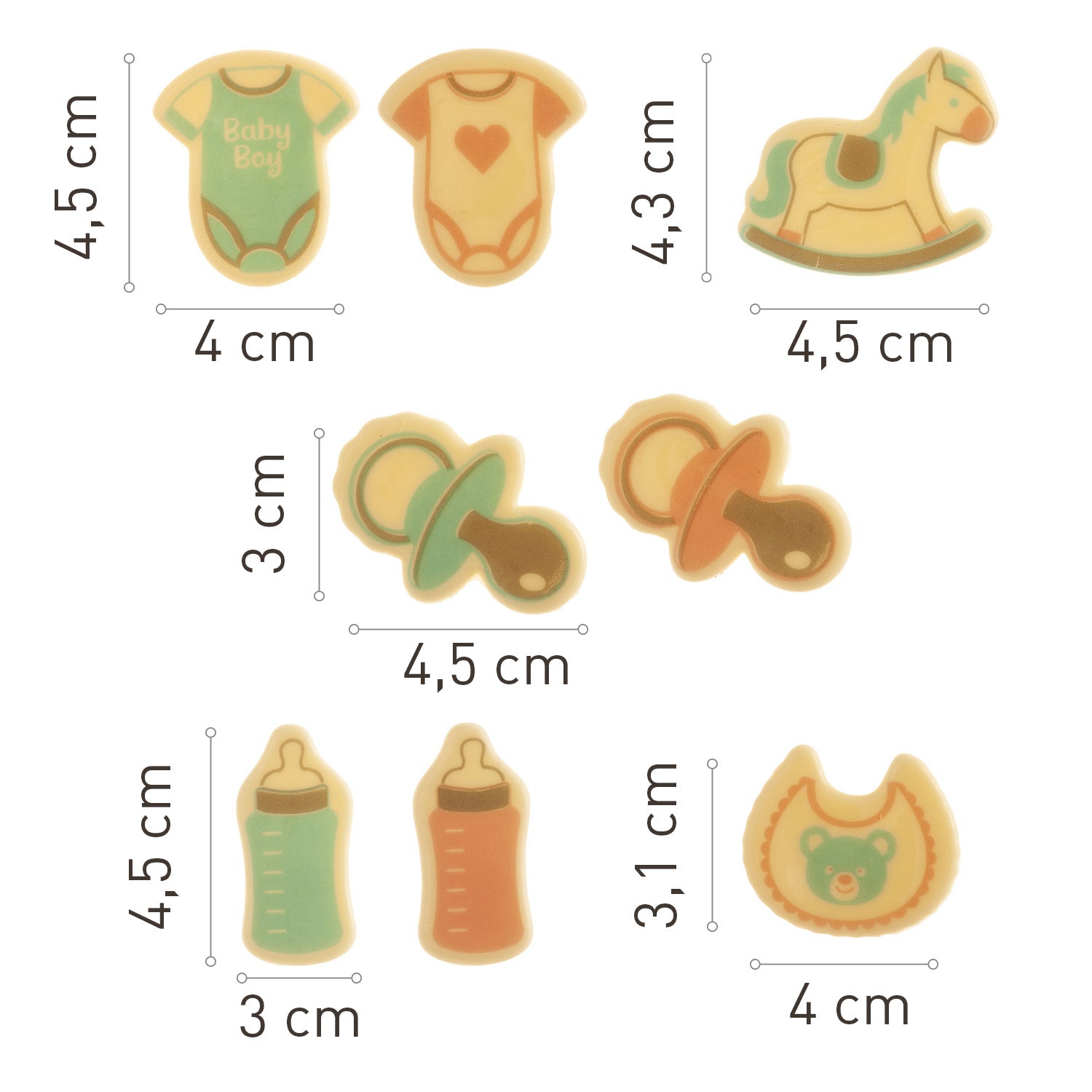 VARIEDADE CHÁ DE BEBÉ CHOCOLATE BRANCO 45MM