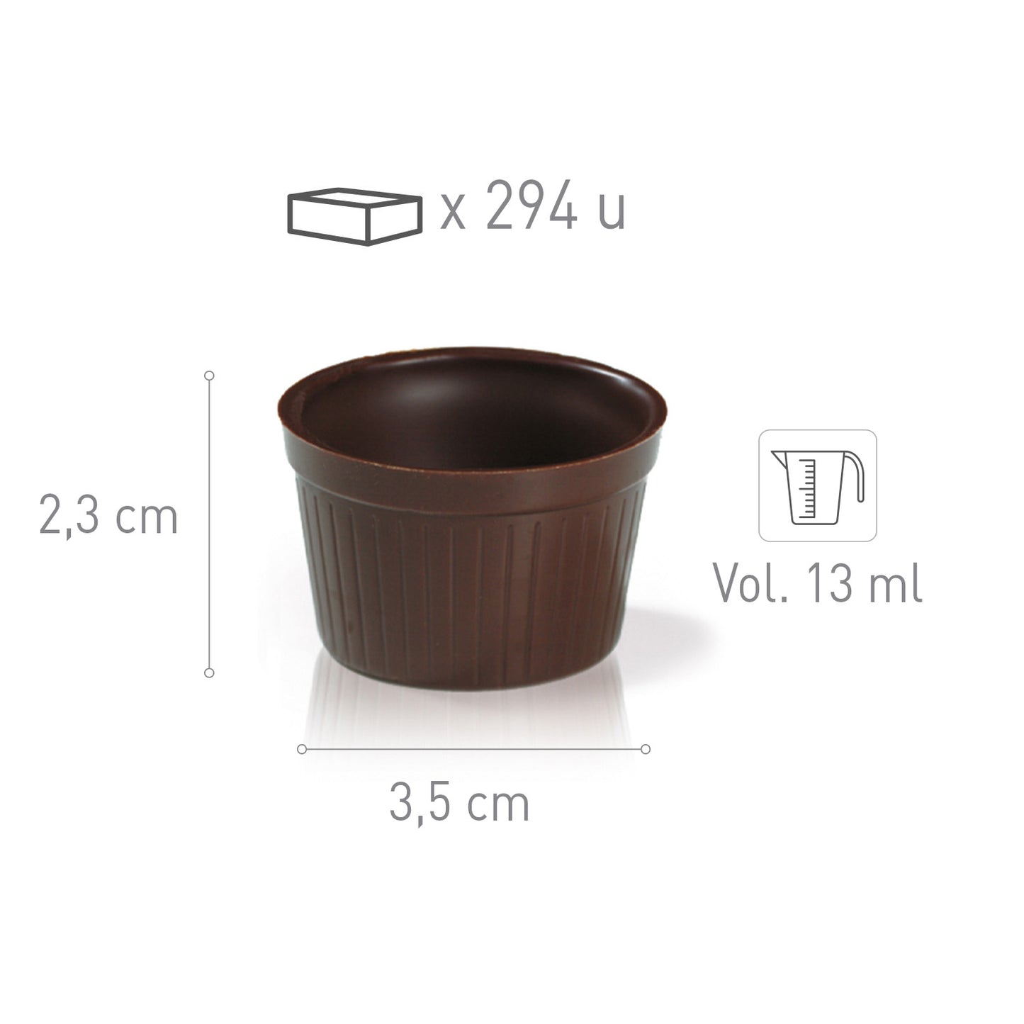 DARK CHOCOLATE CUP Ø35MM X 23MM VOL. 13ML