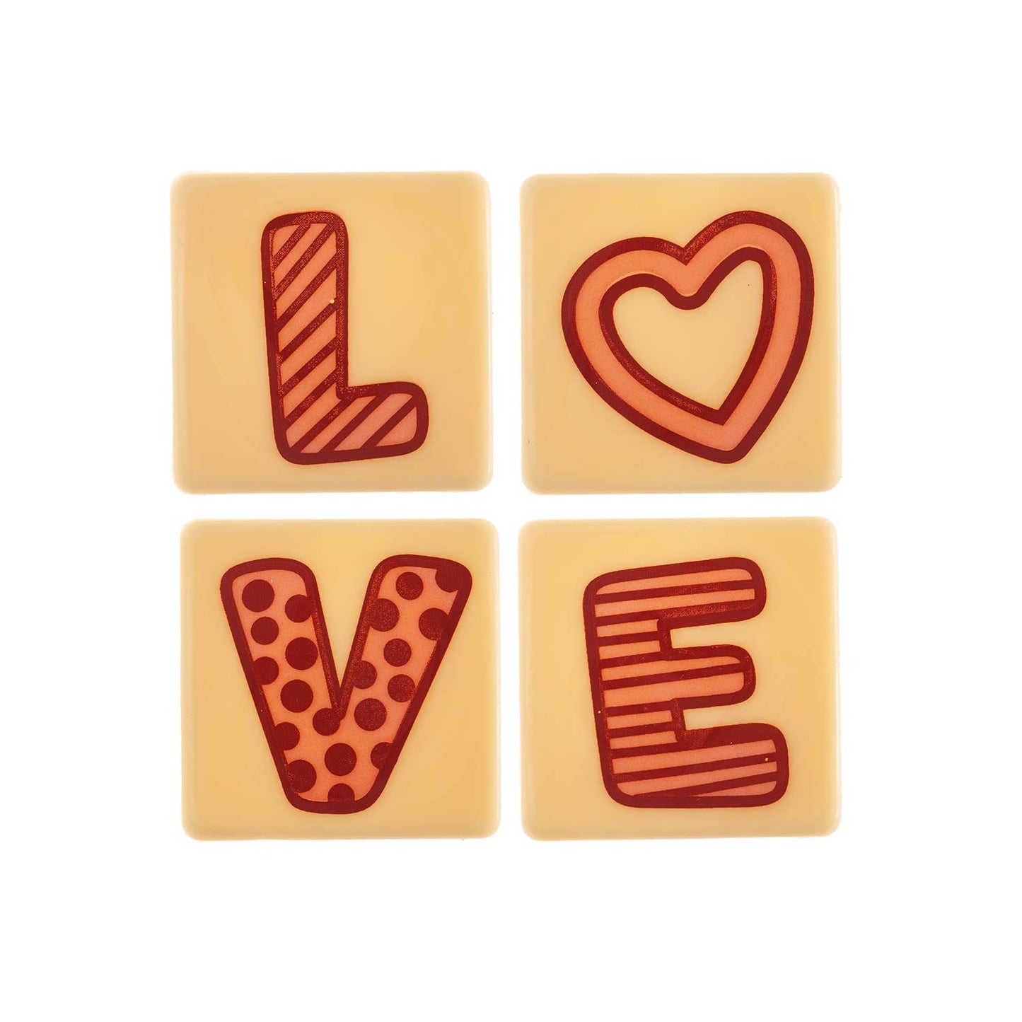 ASSORTIMENT D'ASSIETTES CARRÉES SV CHOCO WHITE LOVE 39X39MM