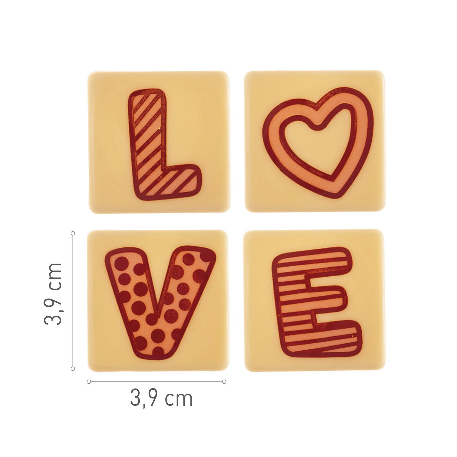 ASSORTIMENT D'ASSIETTES CARRÉES SV CHOCO WHITE LOVE 39X39MM