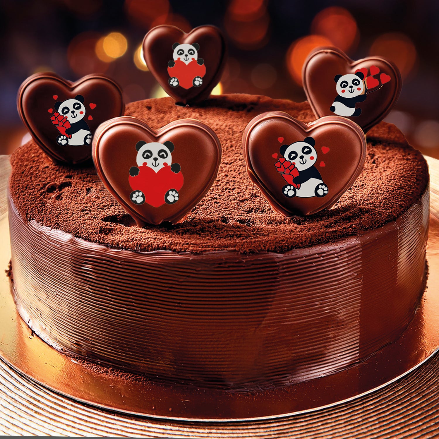 ASSORTED PANDA BEAR HEARTS MILK CHOCOLATE 50X44MM