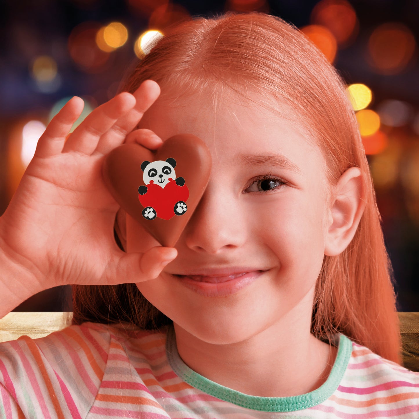 ASSORTED PANDA BEAR HEARTS MILK CHOCOLATE 50X44MM