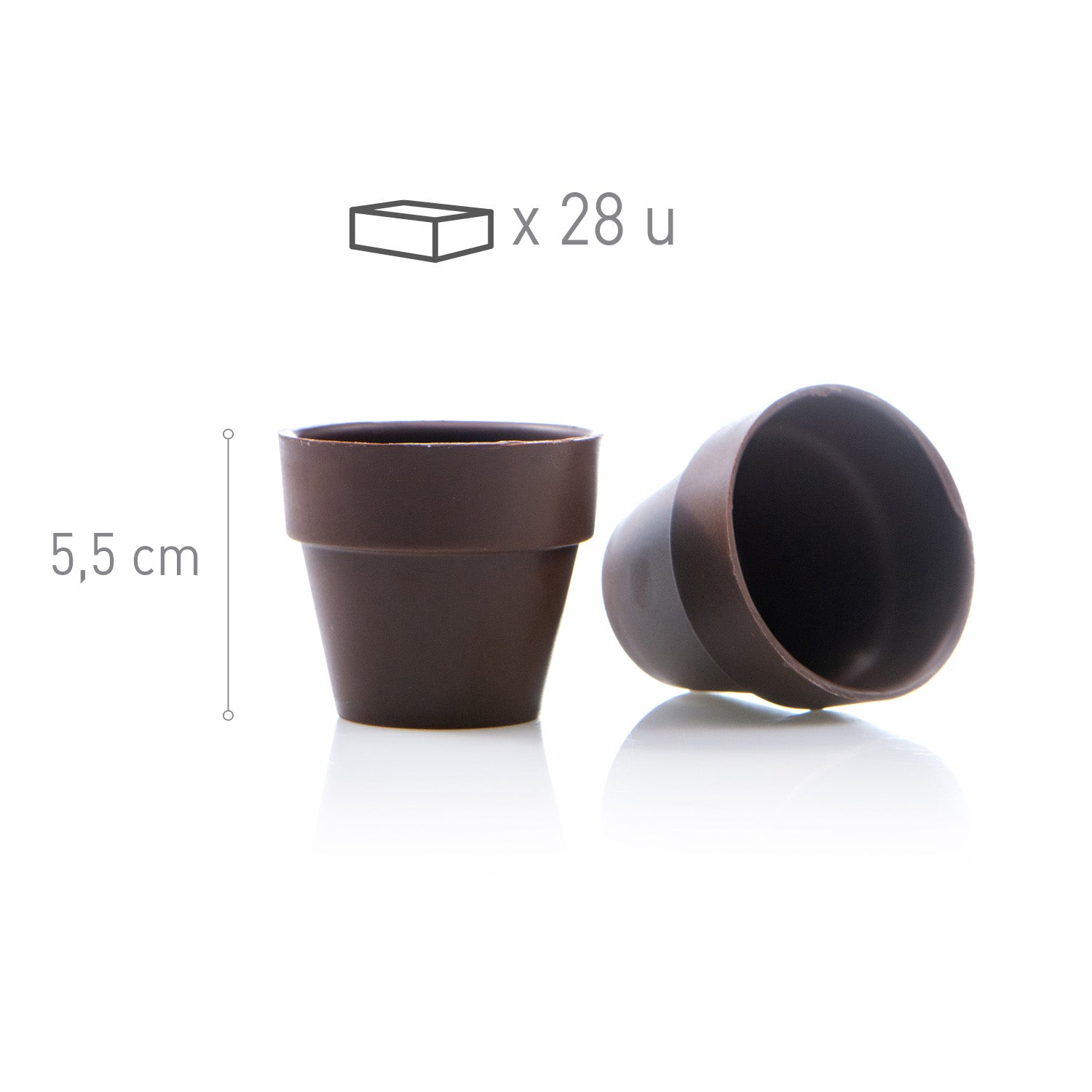 MACETERO CHOCOLATE NEGRO GRANDE H55MM