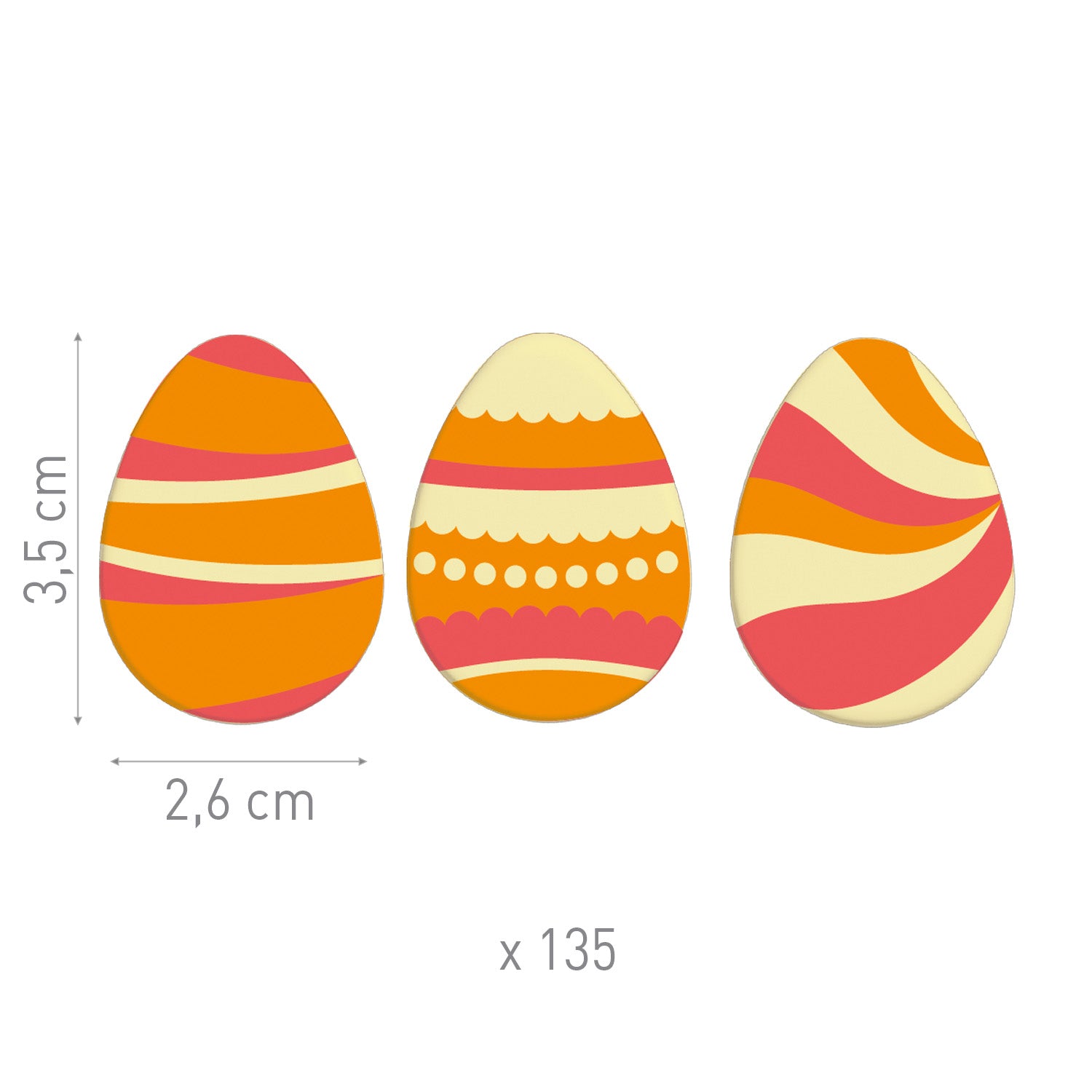 OVOS DE FANTASIA DE CHOCOLATE BRANCO SORTIDO 35X26MM