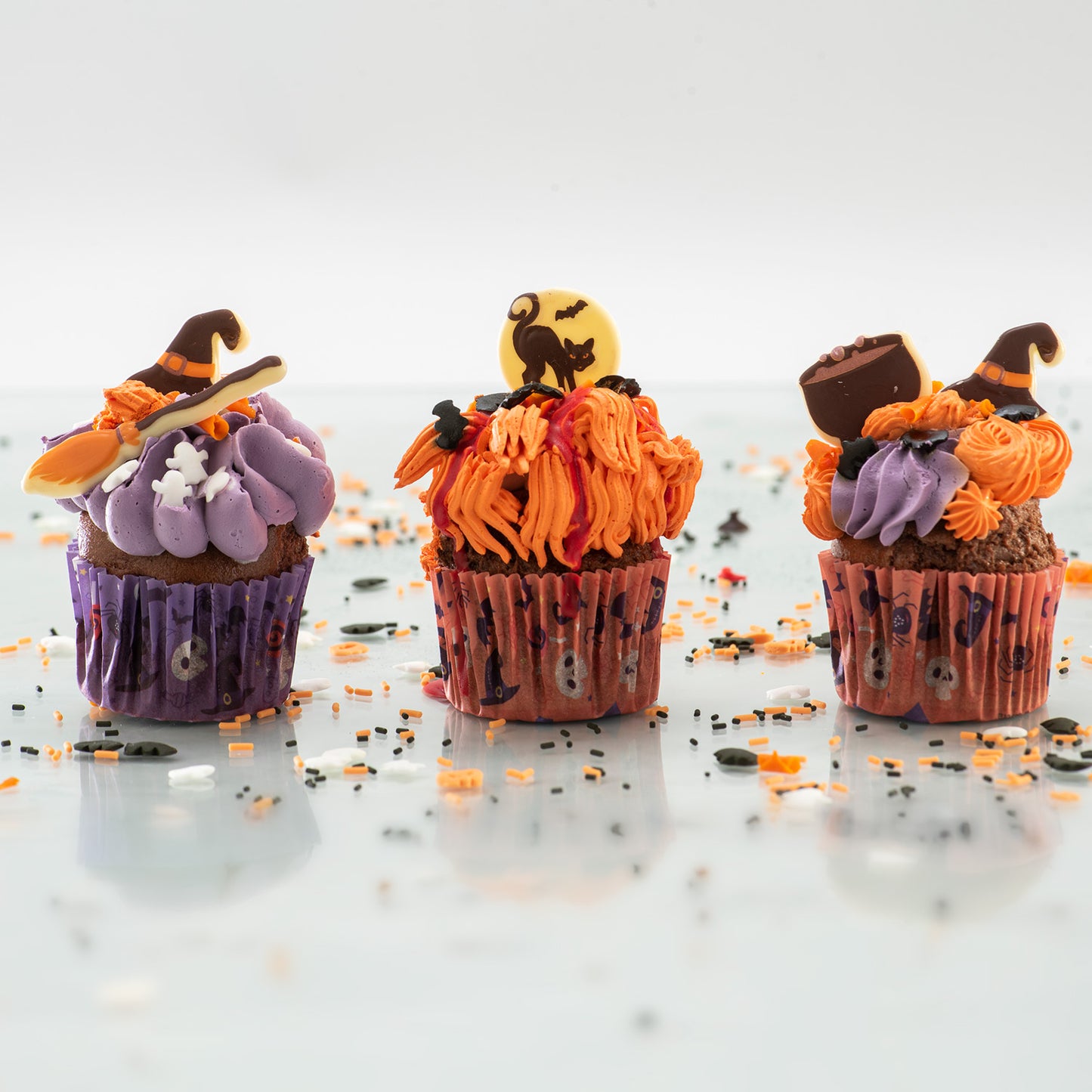 SURTIDO HALLOWEEN ESCOBA, CALABAZA, GATO -35MM - 70 UDS