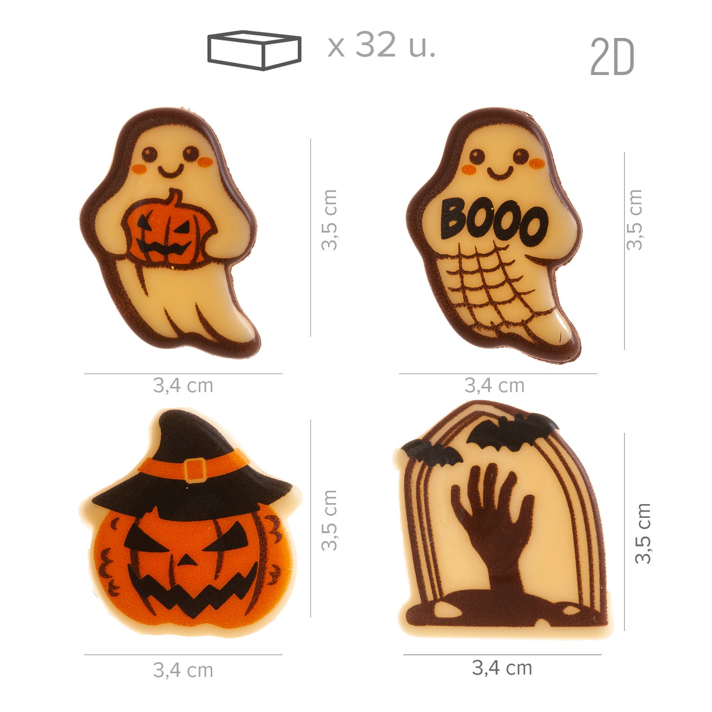 SURTIDO HALLOWEEN FANTASMAS, TUMBA Y CALABAZA - 32 UDS