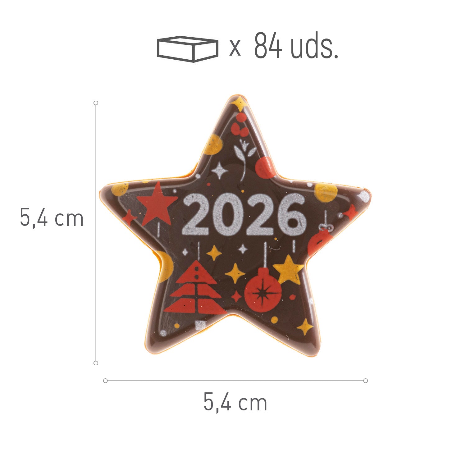 DECORACION CHOCOLATE ESTRELLA 2026 NAVIDAD - 84 UNIDADES