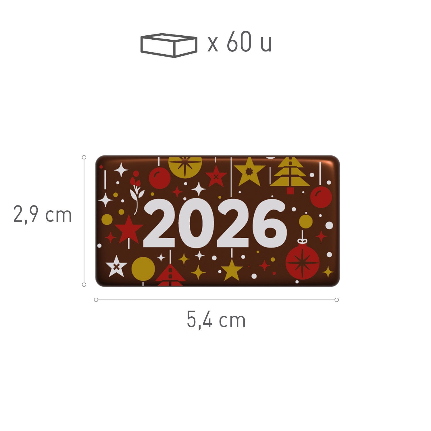 DECORACION CHOCOLATE PLACA 2026 - 60 UNIDADES