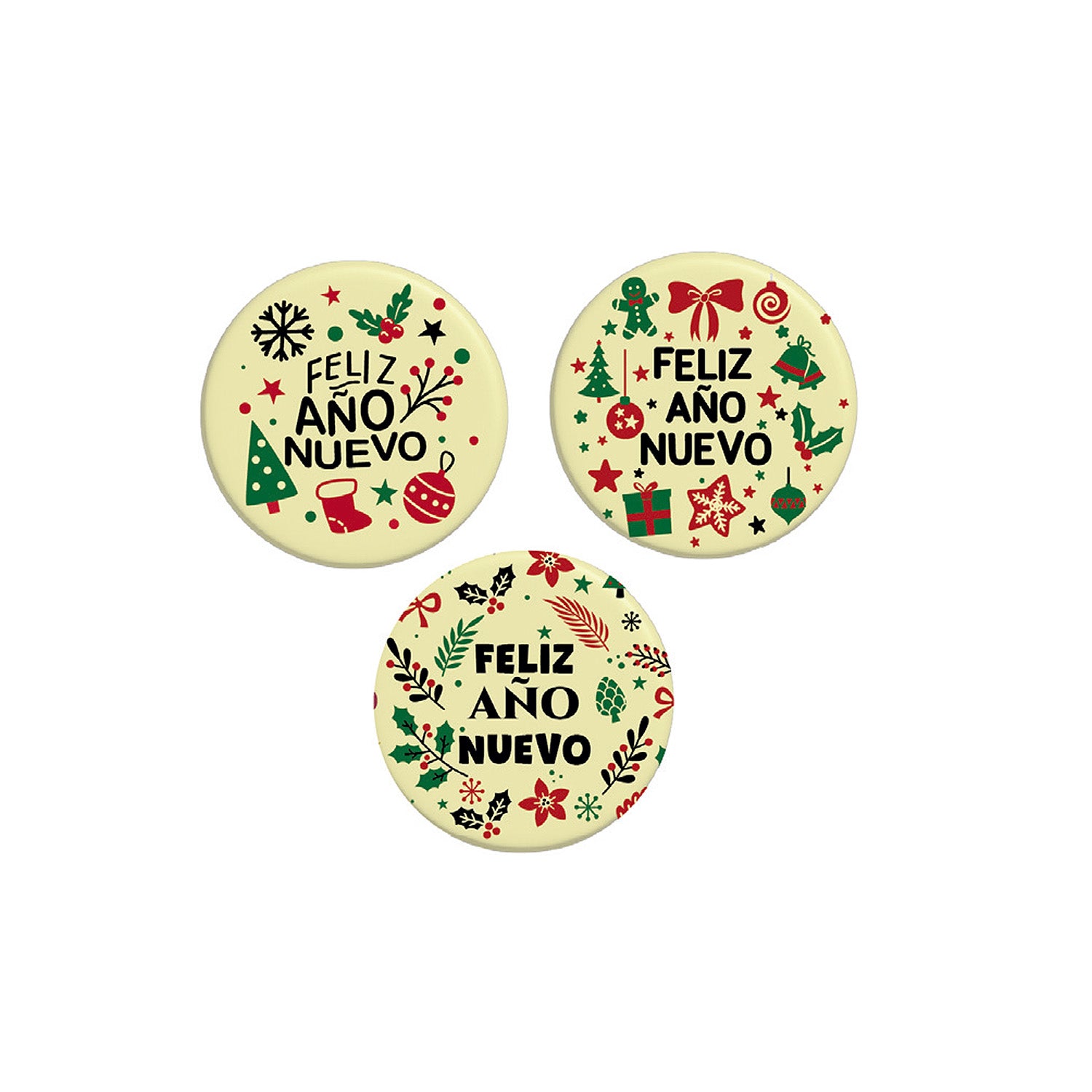 WHITE CHOCOLATE SIGN ASSORTMENT HAPPY NEW YEAR 3MOD 72 PCS