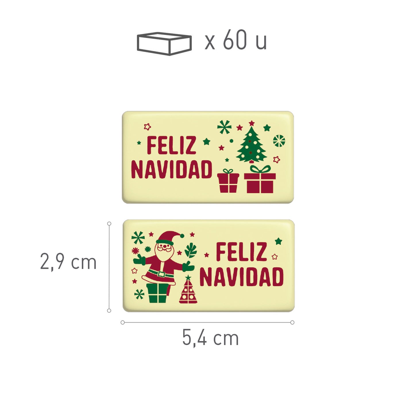 LETRERO CHOCOLATE BLANCO SURTIDO FELIZ NAVIDAD 2 MOD 60 UDS