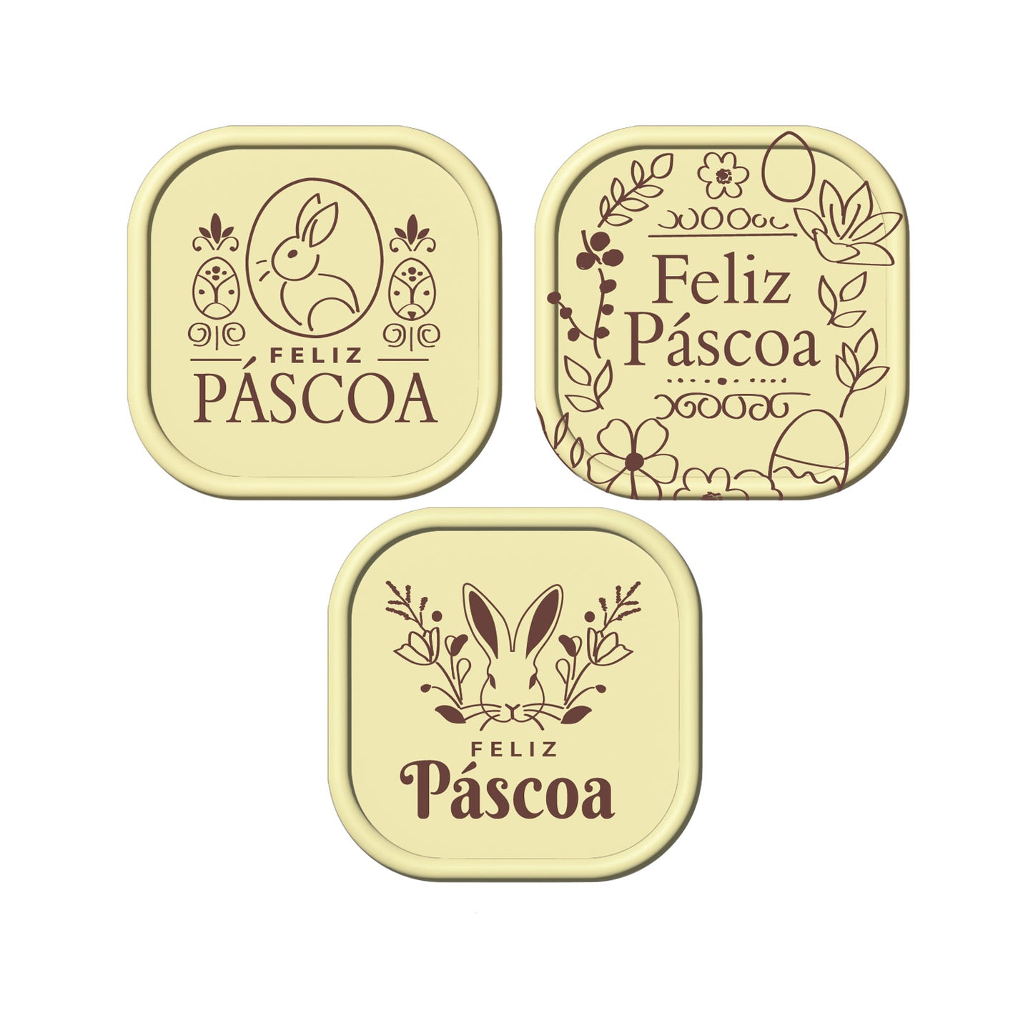 WHITE CHOCOLATE PLAQUE HAPPY EASTER PORTUGAL 49 X 49 MM 45 PCS