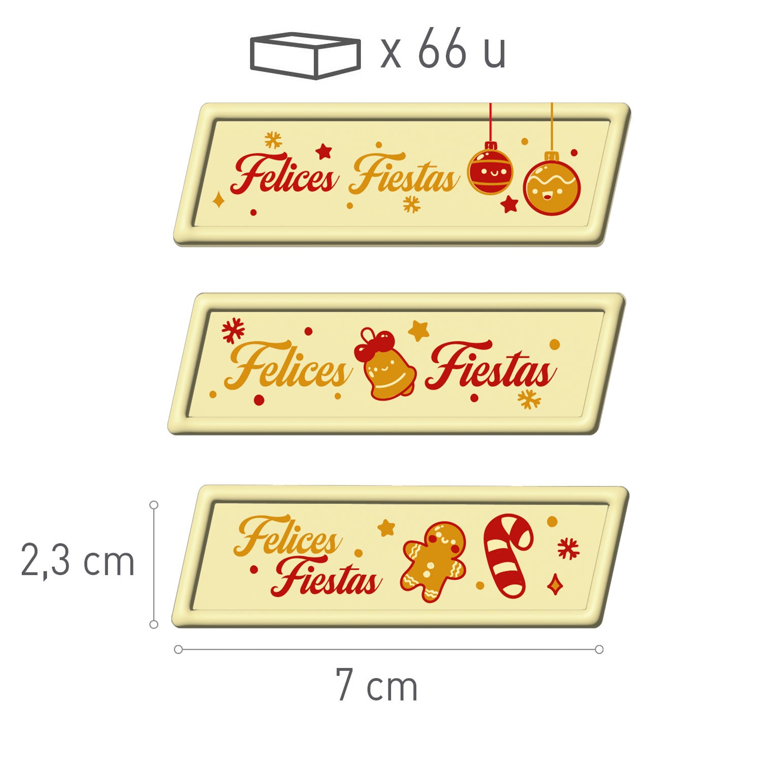 LETRERO CHOCO BLANCO SURTIDO FELICES FIESTAS 3 MOD 66 UDS