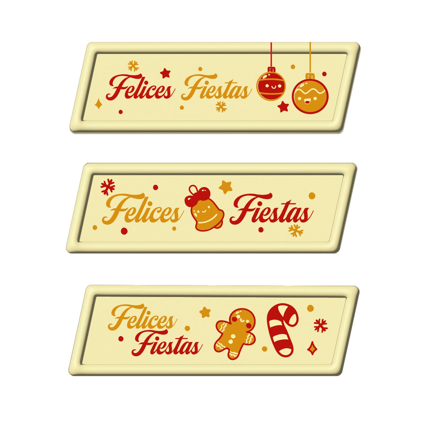 LETRERO CHOCO BLANCO SURTIDO FELICES FIESTAS 3 MOD 66 UDS