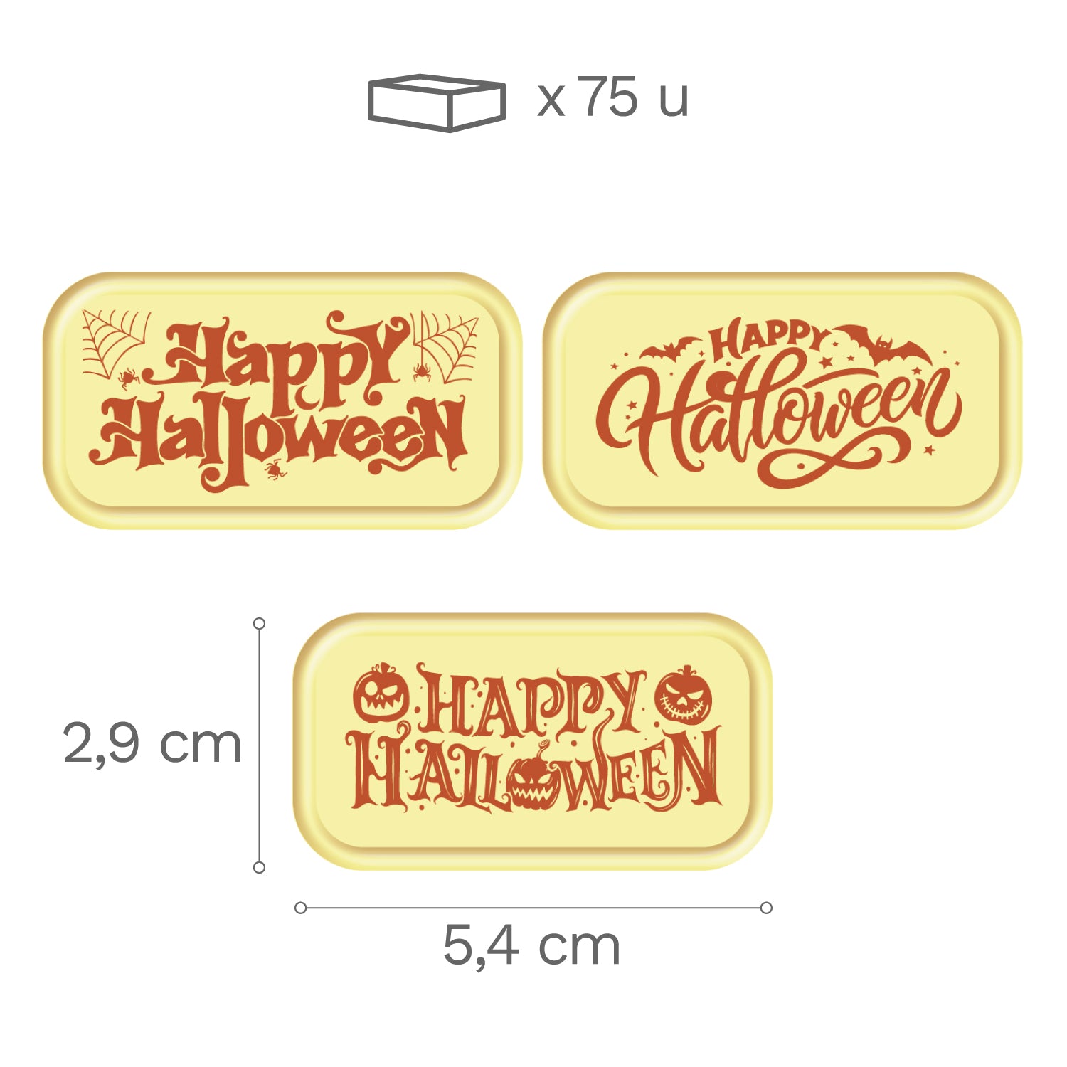 LETRERO CHOCOLATE BLANCO SURTIDO HAPPY HALLOWEEN 75 UDS