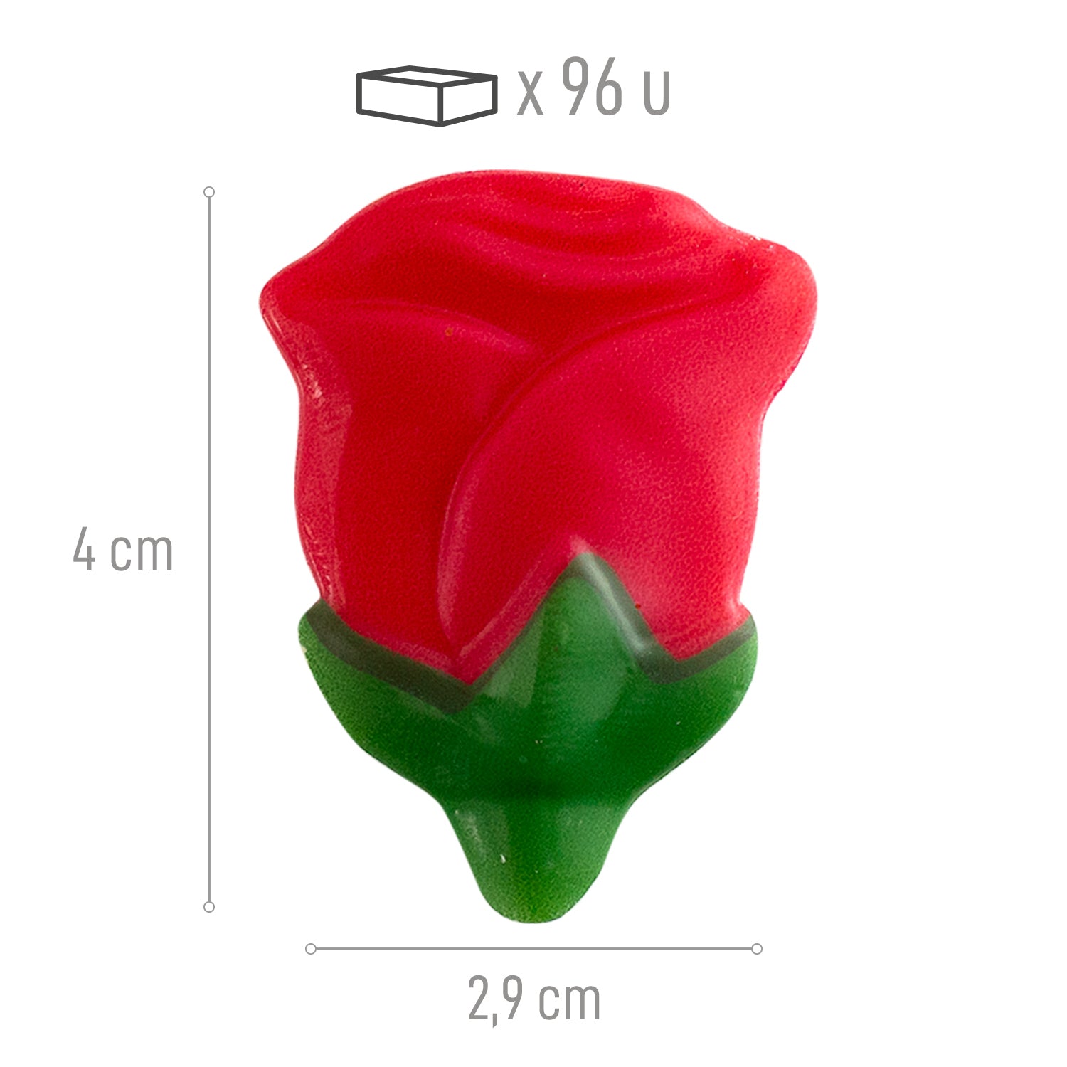 ROSA DE CHOCOLATE 3D 40X29MM - 96 UDS