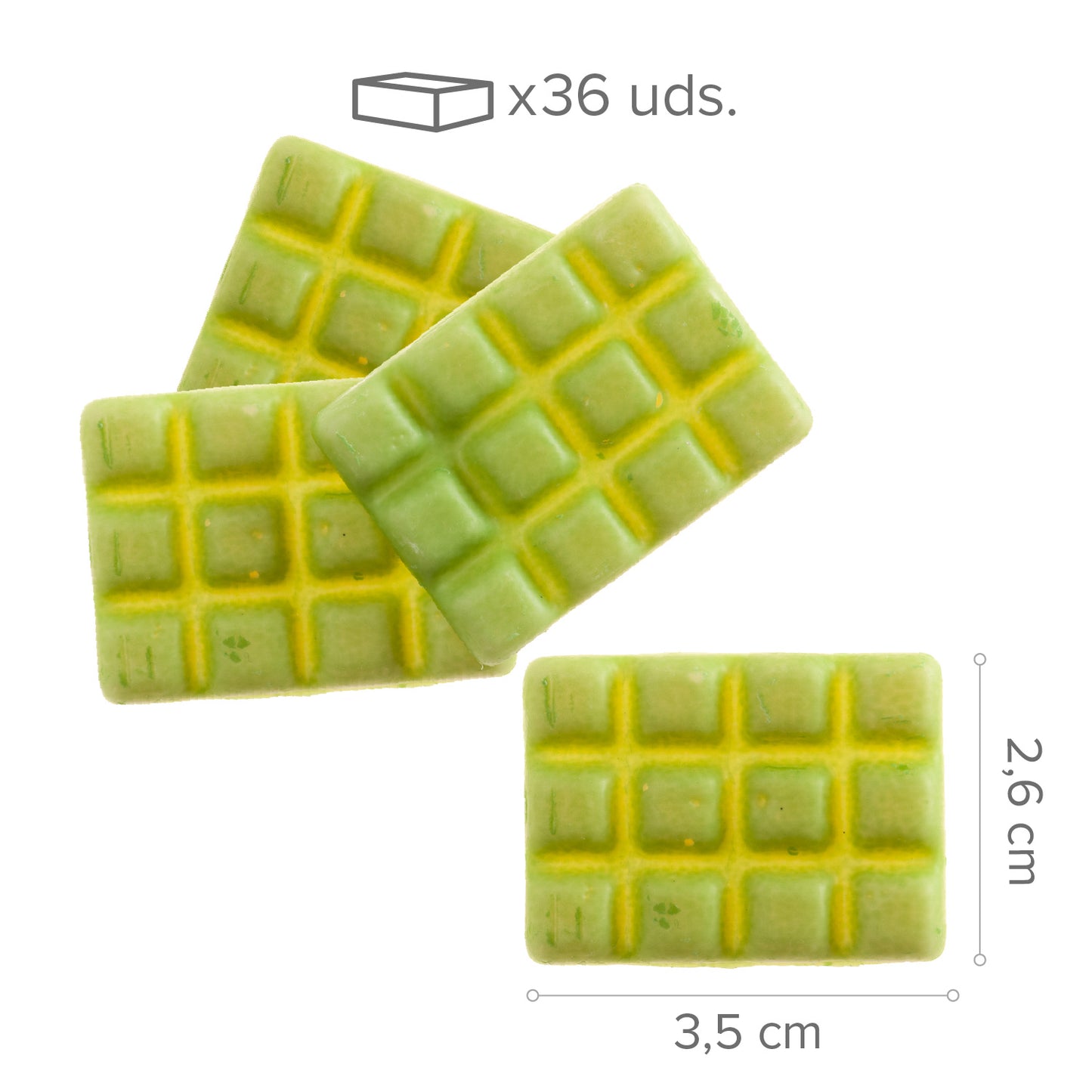  TABLETTA CHOCO BLANCO PISTACHO 35X26MM - 36 UDS