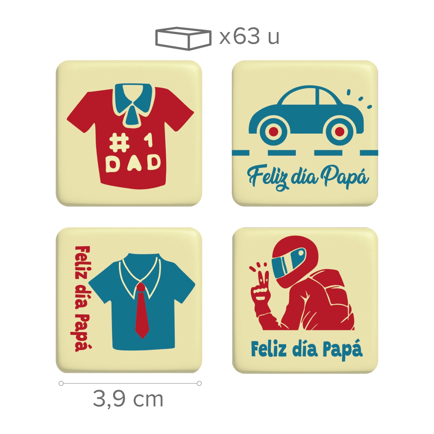  ASSORTIMENT DE CHOCOLATS POUR LA FÊTE DES PÈRES 39X39 MM -