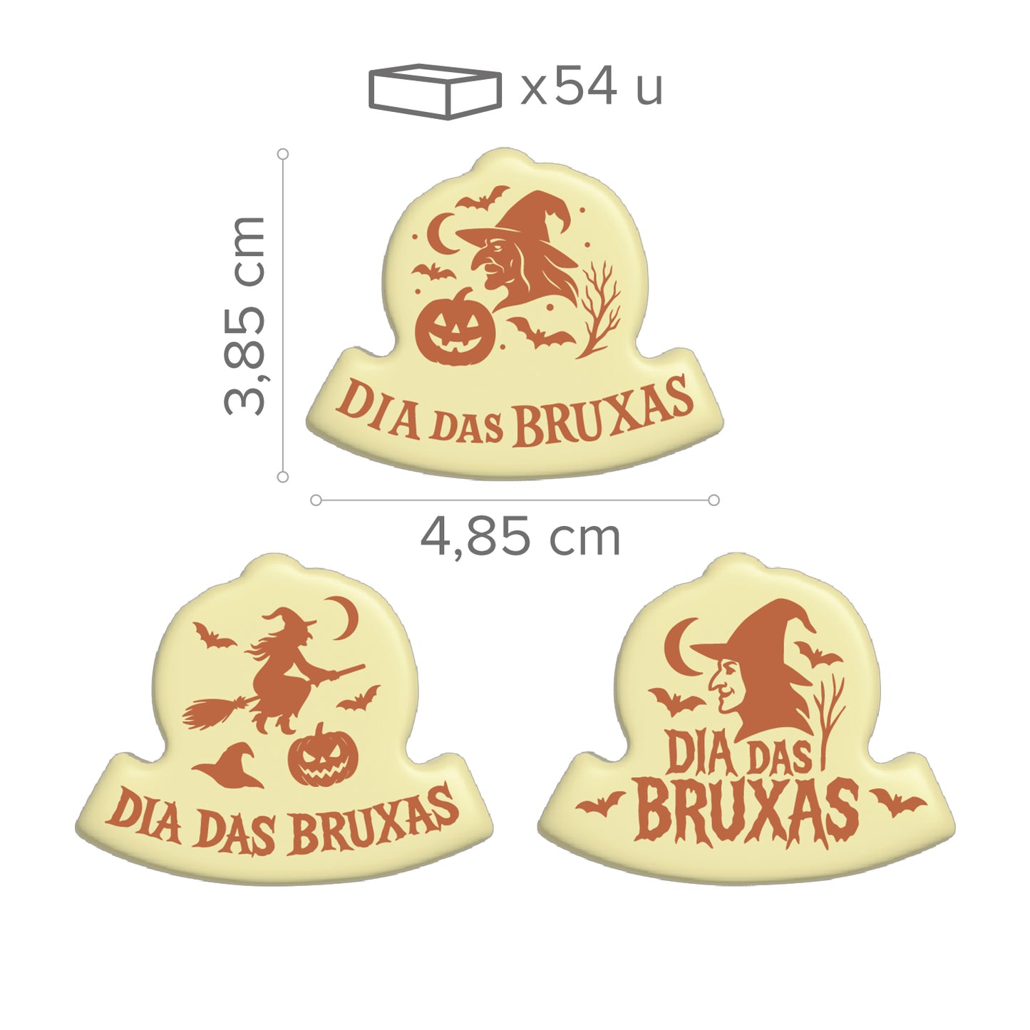 ASSORTIMENTO DI BRUXAS BIANCHI CHOCO 3 DISEGNI 48,5X38,5MM -