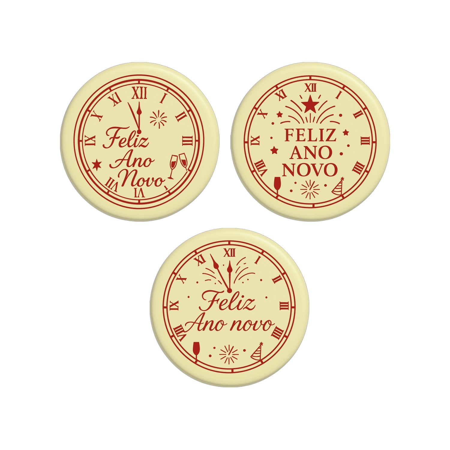 PANNEAU CHOCOLAT BLANC ASSORTI BONNE ANNÉE 3 MODÈLES 45 UNITÉS