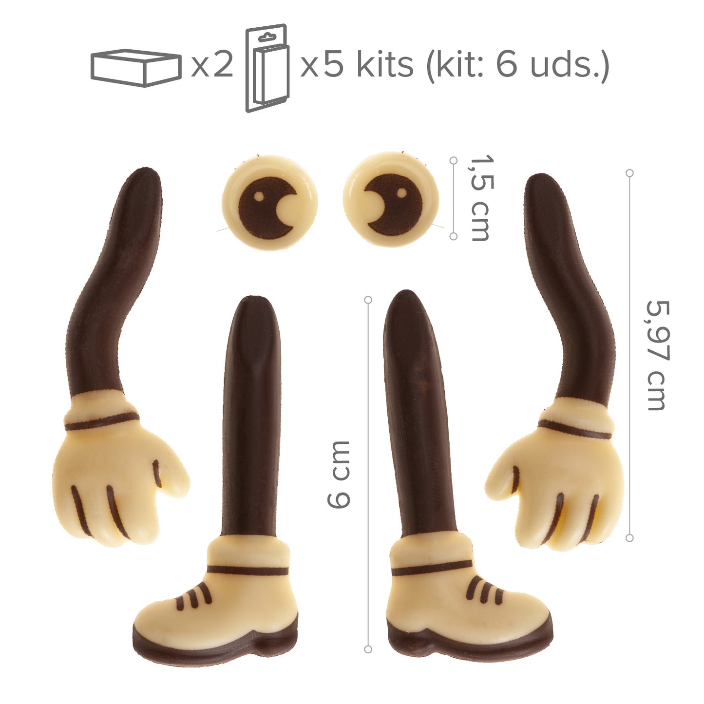 10 KIT DECORACIÓN SABOR CHOCOLATE - EXTREMIDADES MÁS OJOS