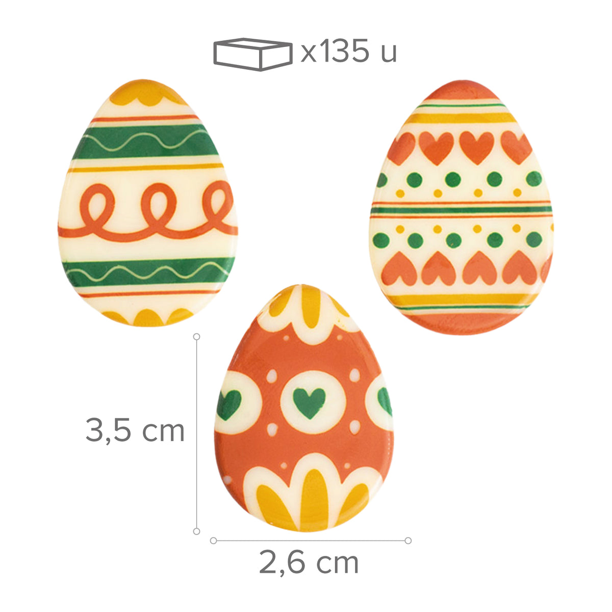 HUEVOS DE PASCUA CHOCO BLANCO 26X35MM - 135 UDS