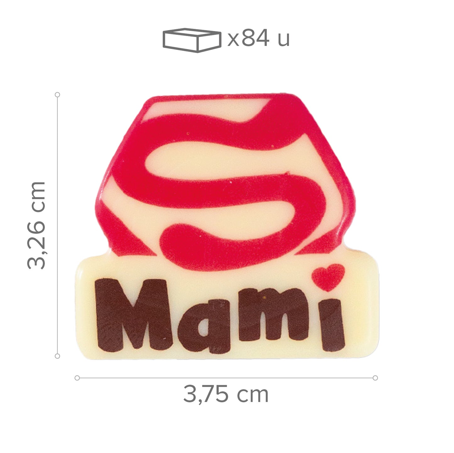LETRERO CHOCO BLANCO SUPER MAMI -37,5 x 32,6 MM -  84 UDS