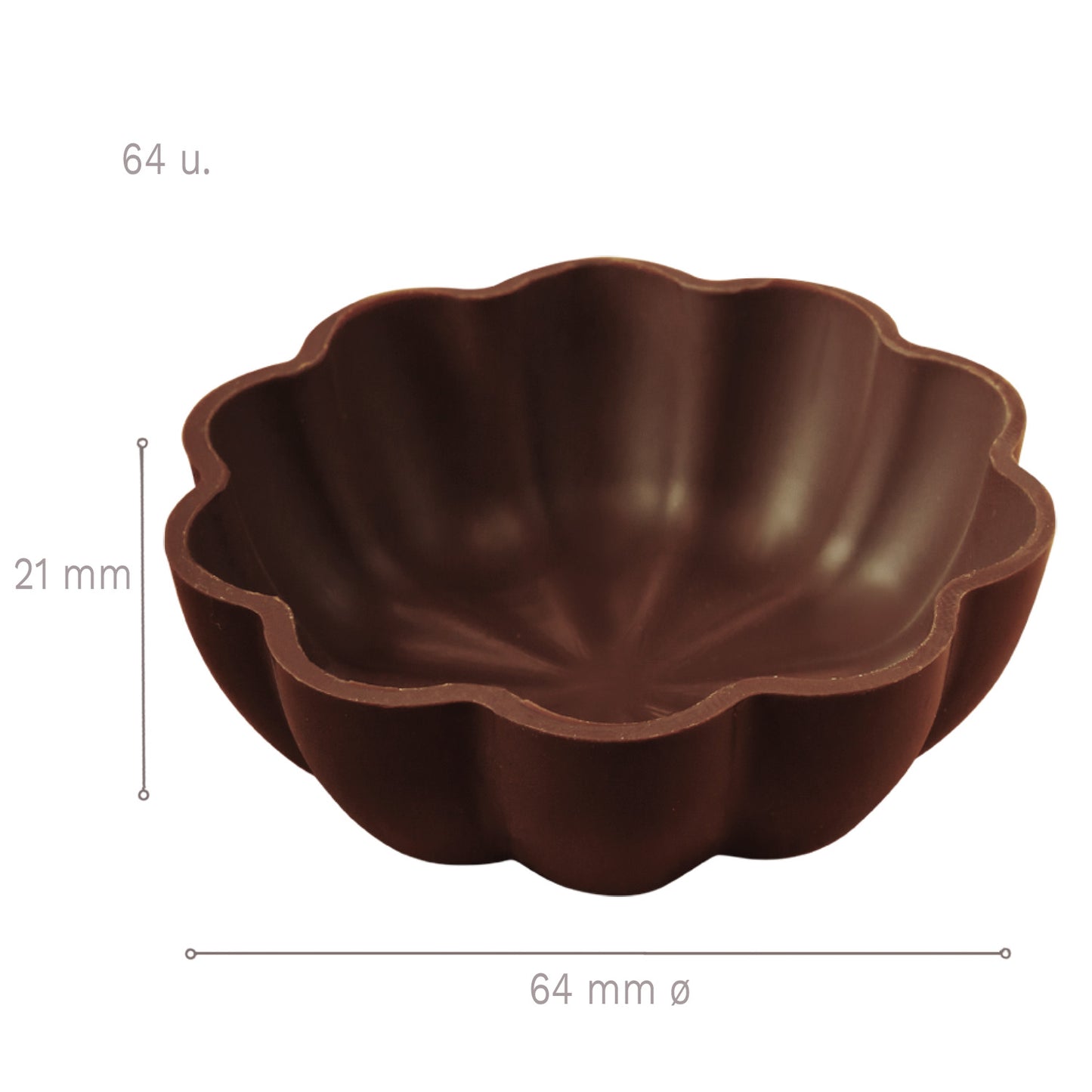 MARGARITA DE CHOCOLATE NEGRO 3D Ø 64 x 21 MM - 64 UDS
