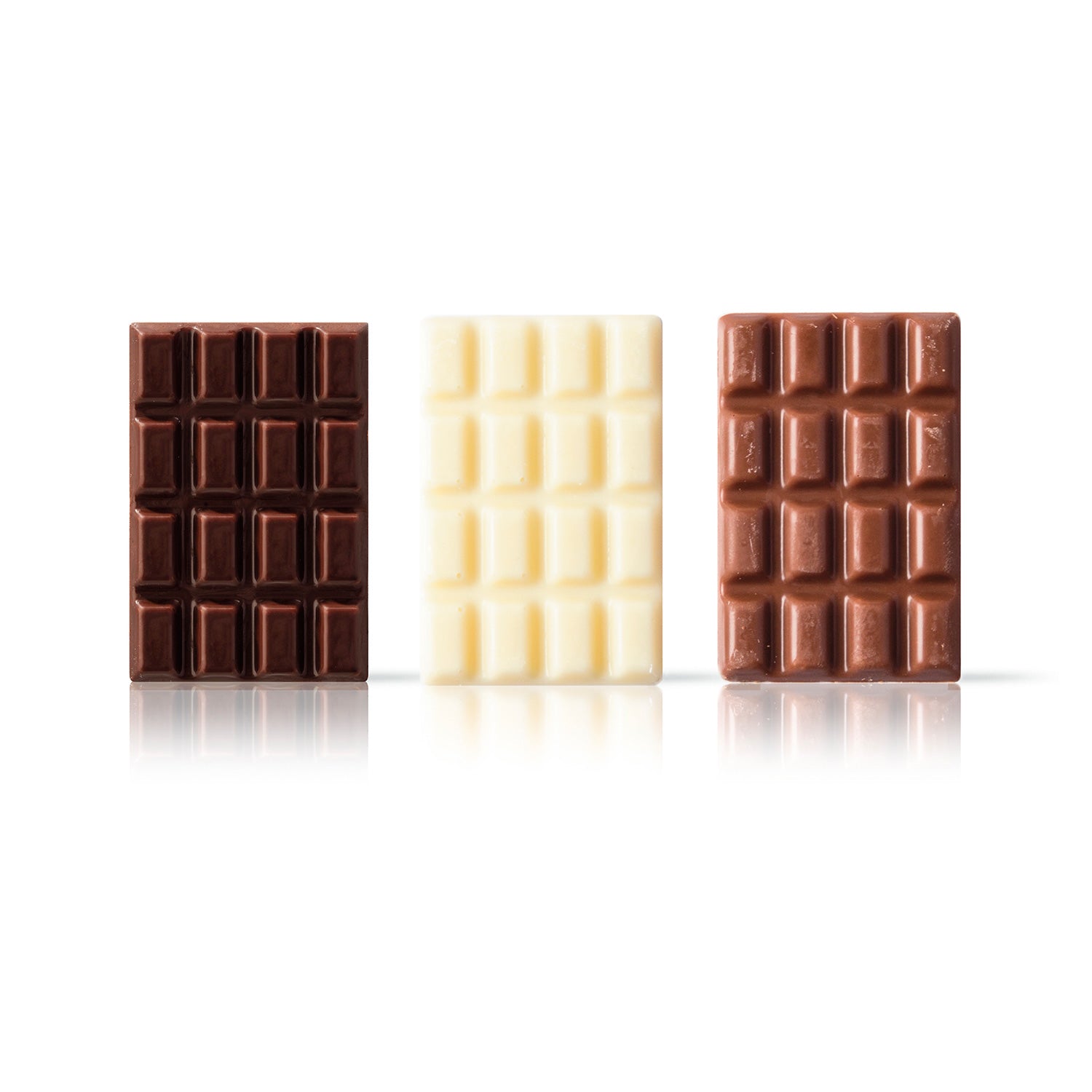  THREE CHOCOLATES CHOCOLATE BARS 30X45 MM - 230 UNITS
