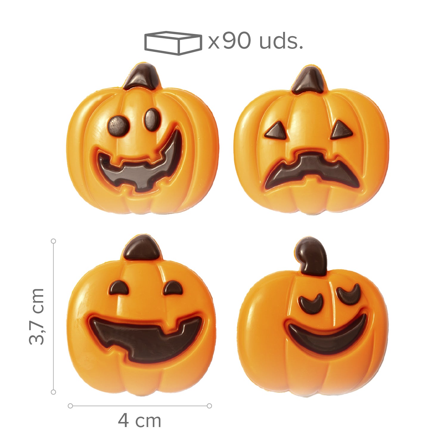 DECORATION WHITE CHOCO ASSORTMENT PUMPKINS 4 MODELS 90 PCS