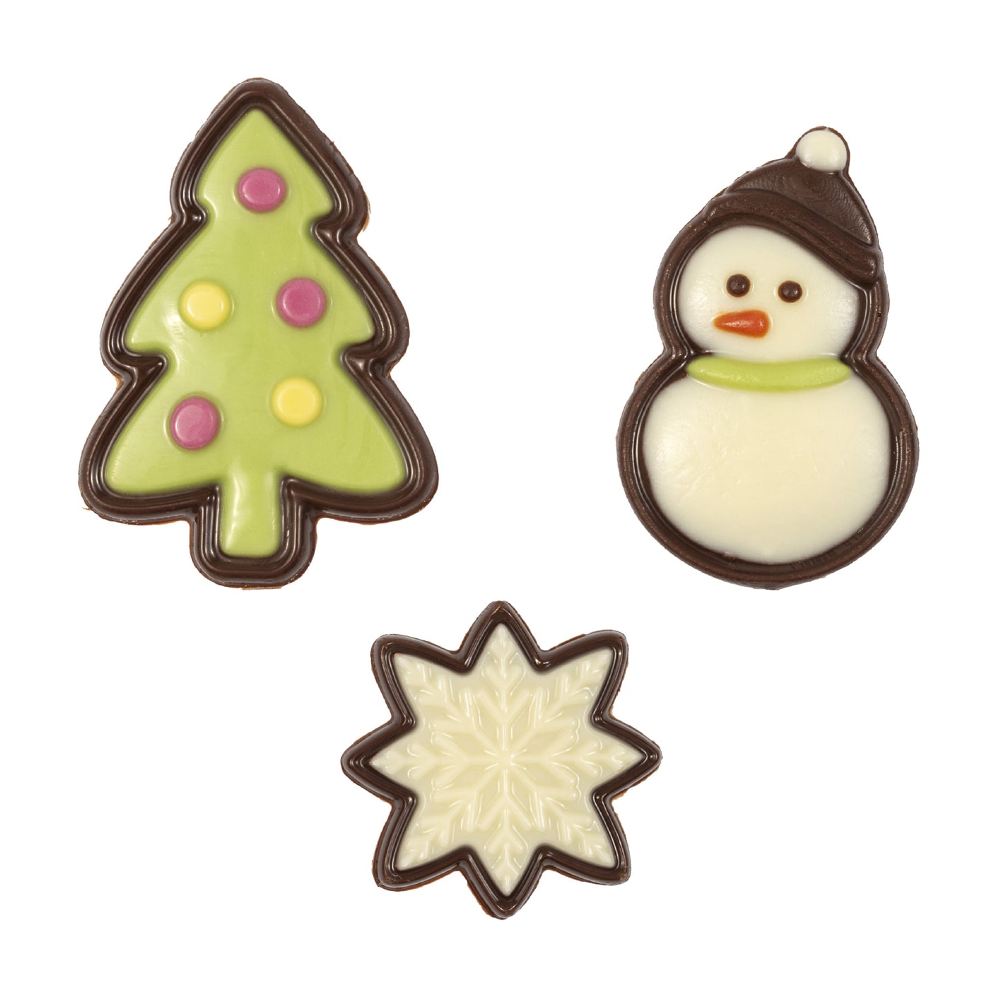 DECORACION CHOCOLATE NGR Y BLNC SURTIDO COMIC NAVIDAD 90UD