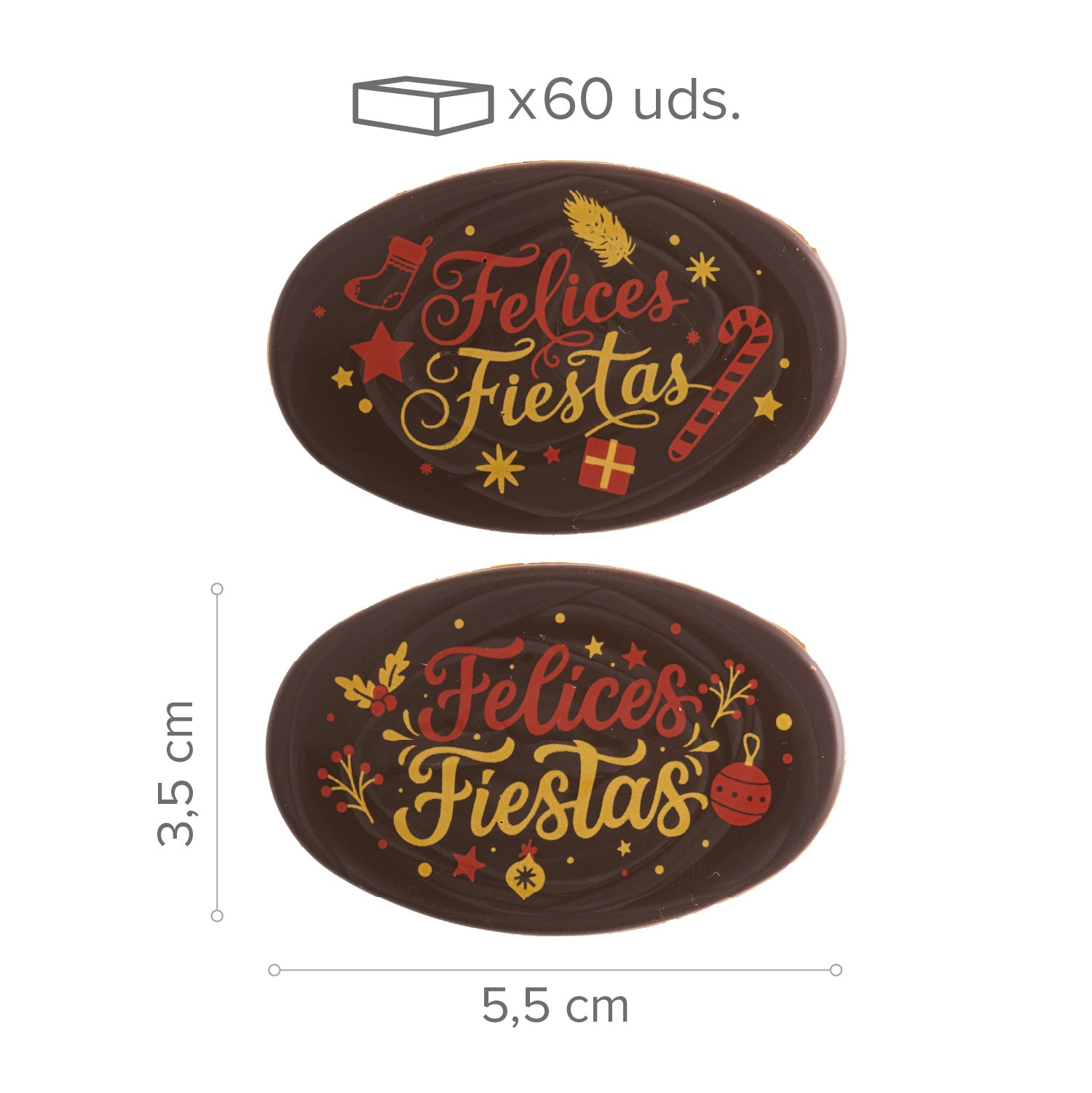 LETRERO CHOCO NEGRO SURTIDO FELICES FIESTAS  2 MODELOS 60UDS