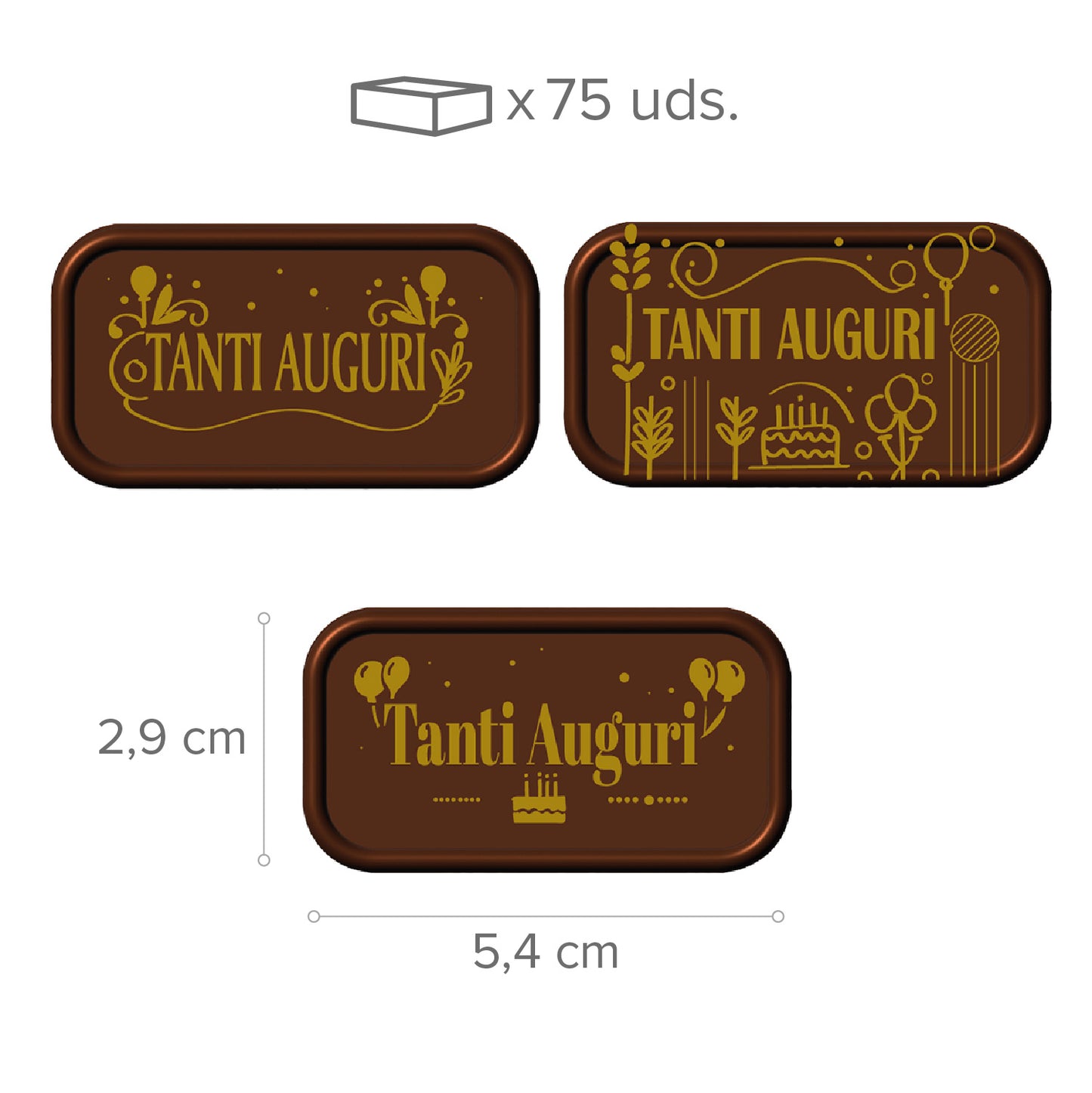 LETREIRO CHOCOLATE NEGRO SORTIDO TANTI AUGURI 75 UNIDADES