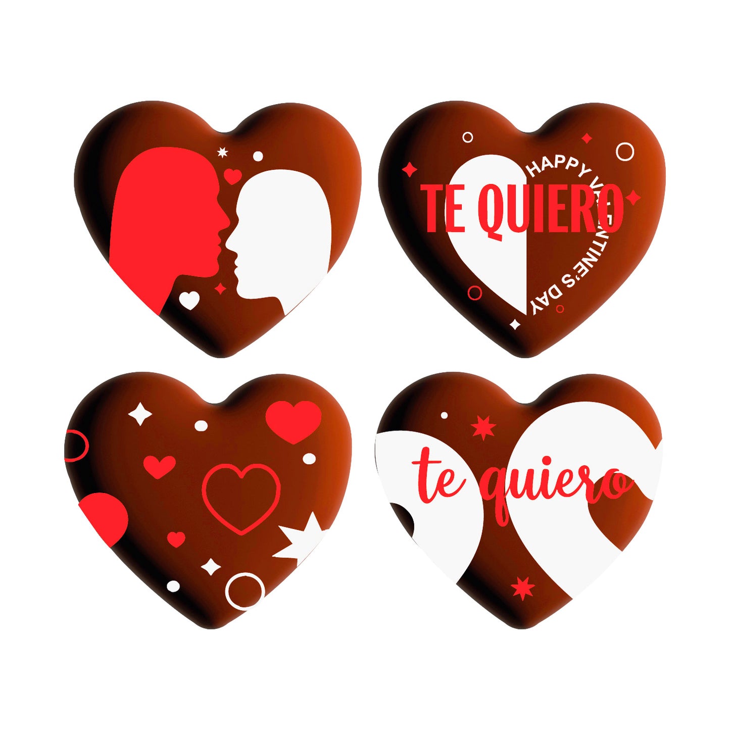 DARK CHOCOLATE DECORATION ASSORTED I LOVE YOU 4MOD 54 PCS