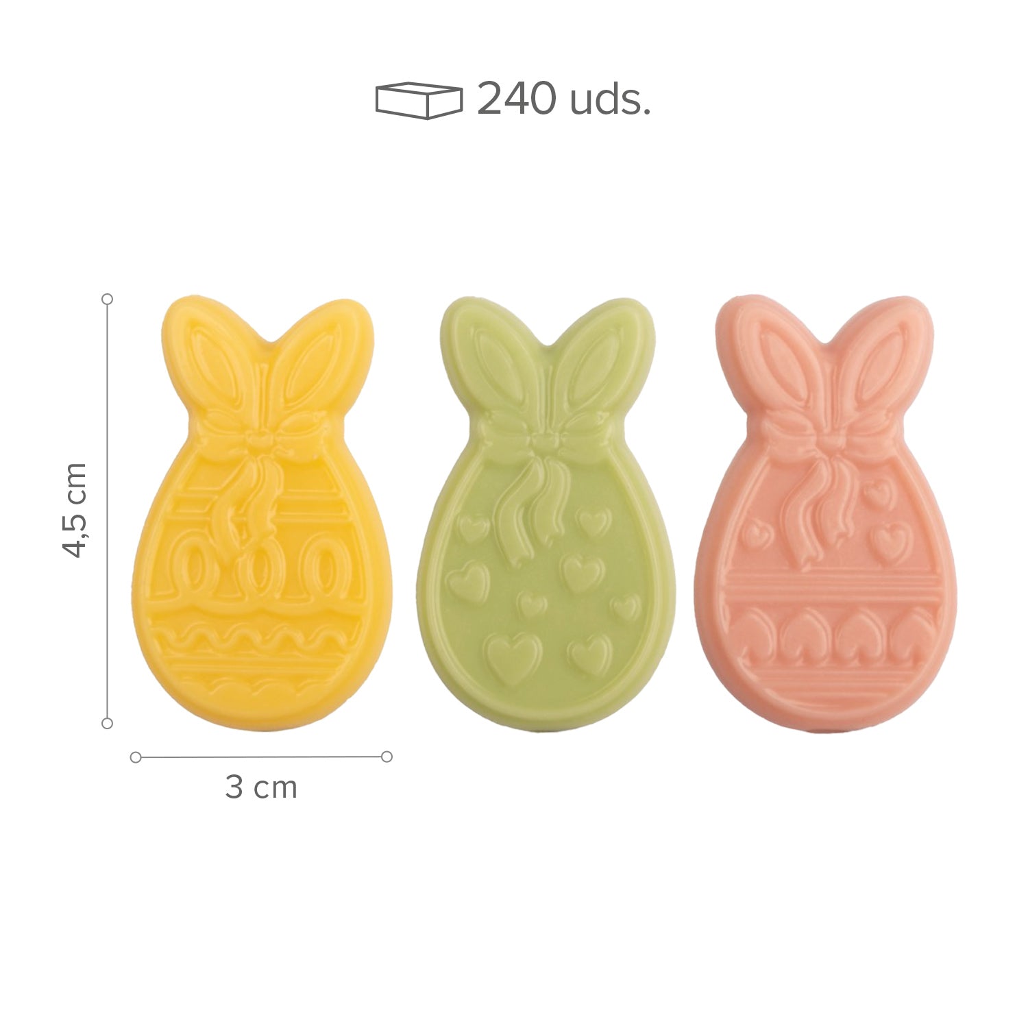 DECOR CHOCO BRANCO SORT COELHOS PASTEL 3MOD 240UN