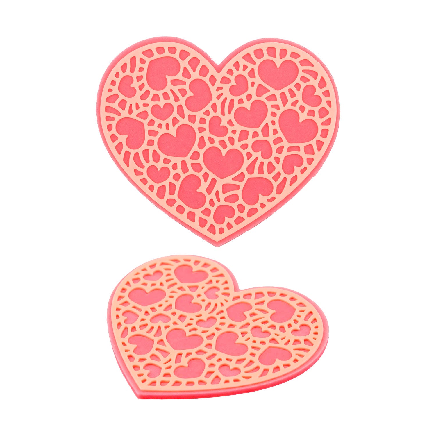 WHITE CHOCO DECOR PINK HEART WHITE DETAILS 96PCS