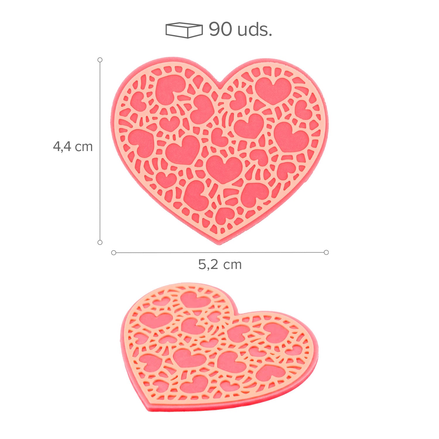 WHITE CHOCO DECOR PINK HEART WHITE DETAILS 96PCS
