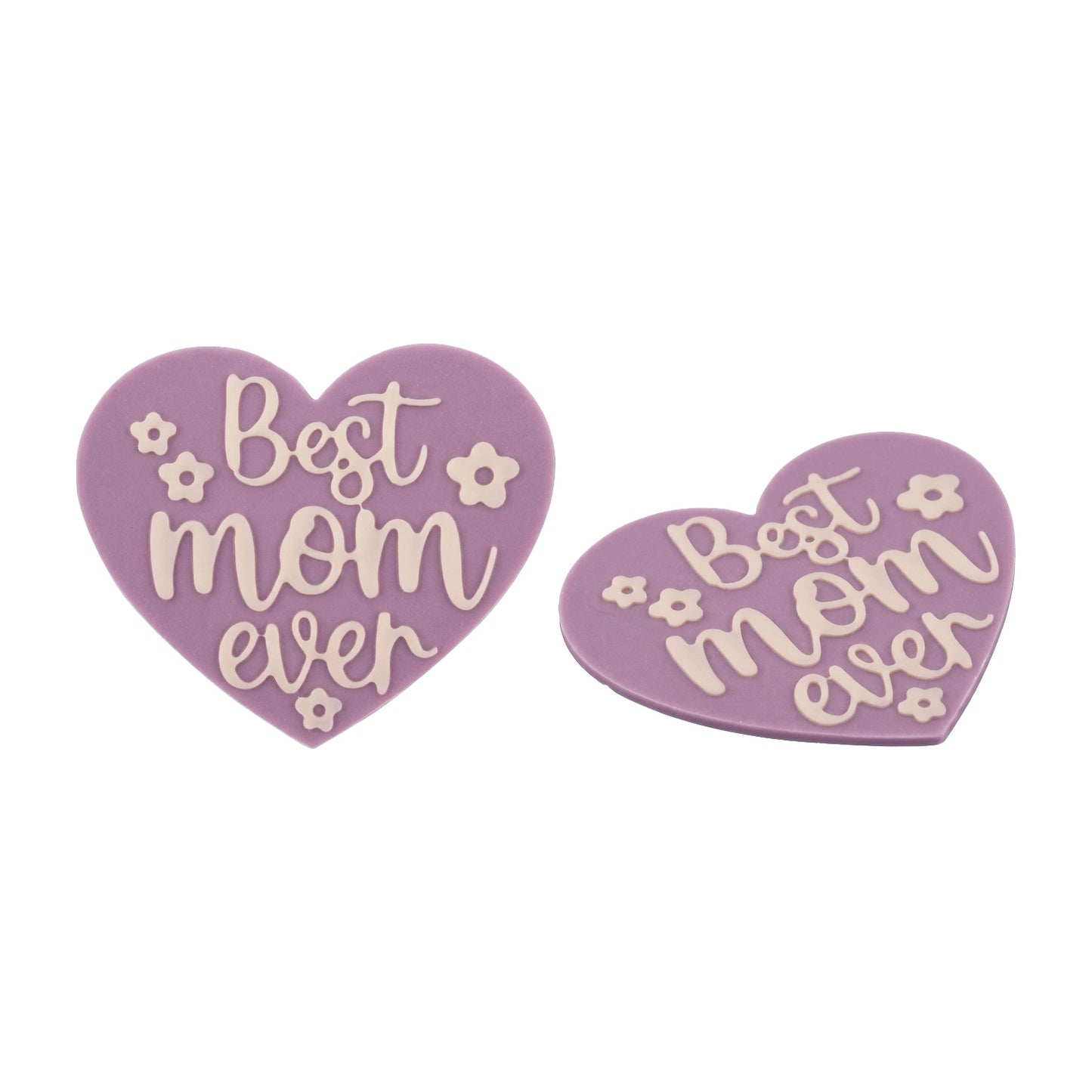 WHITE CHOCO DECOR LILAC HEART BEST MOM EVER 96PCS