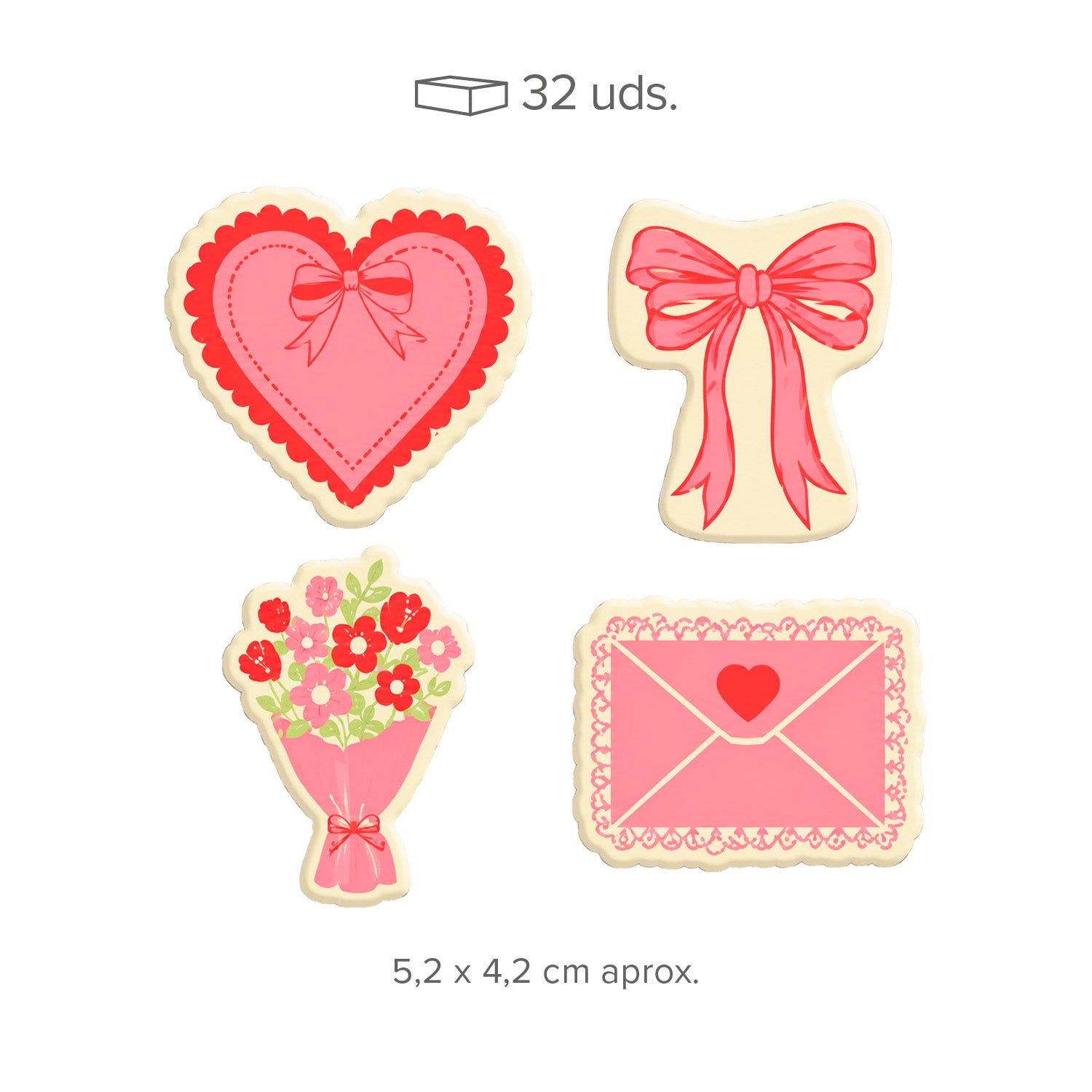 DECORAÇÃO CHOCOLATE BRANCO SORTIDO SV 4MOD 32 UNIDADES