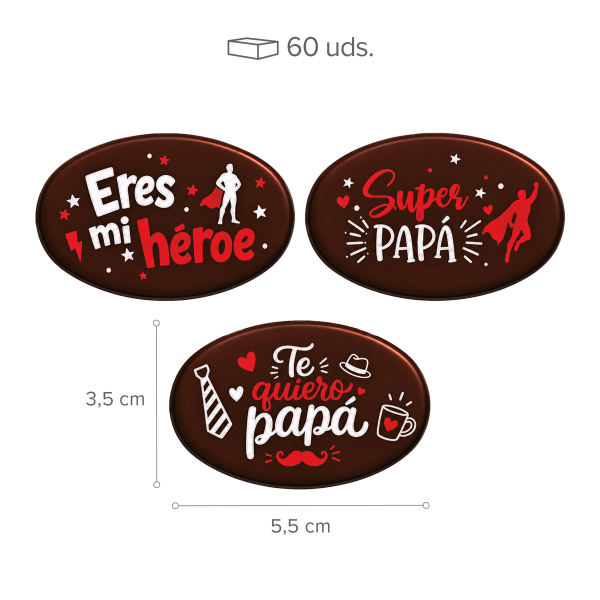 LETRERO CHOCOLATE NEGRO SURTIDO SUPER PAPA 3MOD 60 UNIDADES