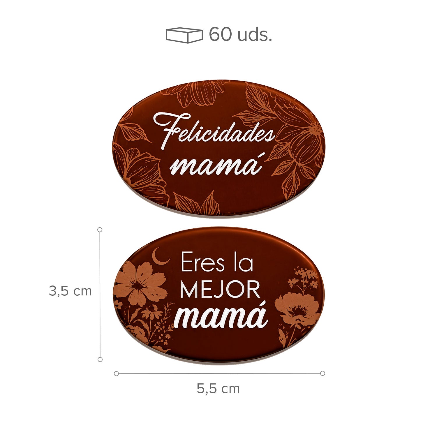 LETRERO CHOCO NEGRO FELICIDADES MAMA SURTIDO 2MOD 60UDS