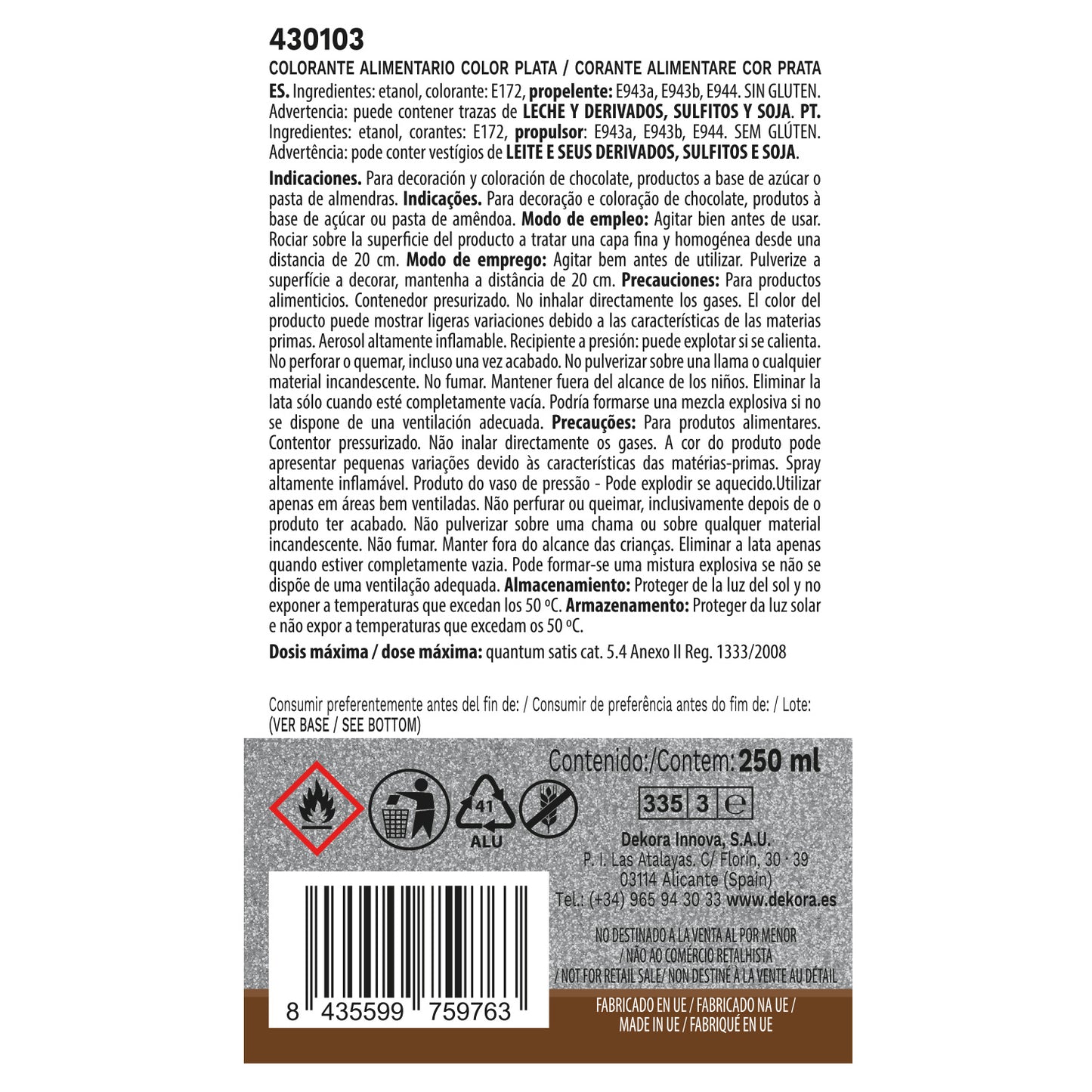 SPRAY PRATA EFEITO PEROLA 250 ML